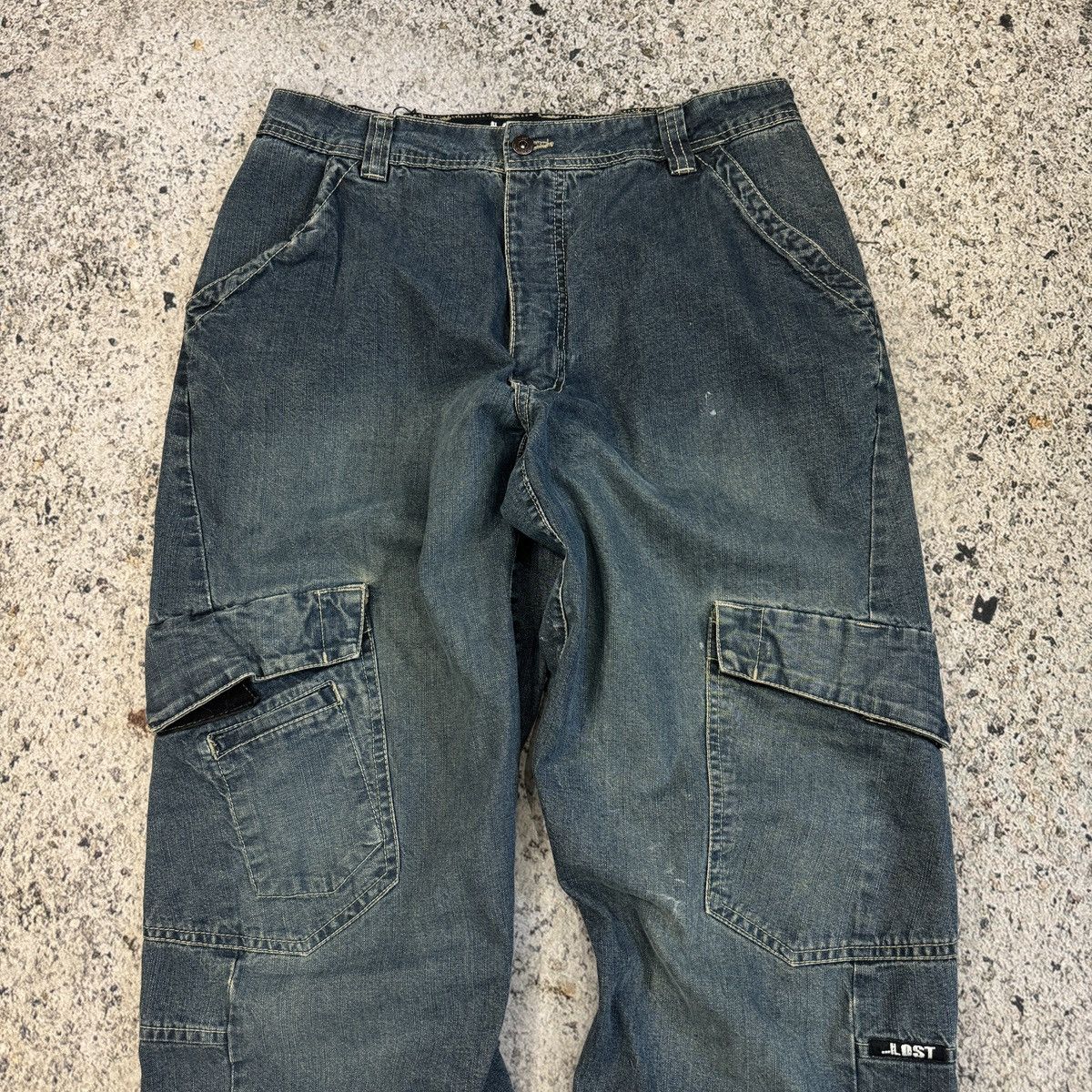 Vintage Lost Enterprises Denim Cargo Skater Pants ERD Grunge Faded Size US 32 / EU 48 - 5 Thumbnail