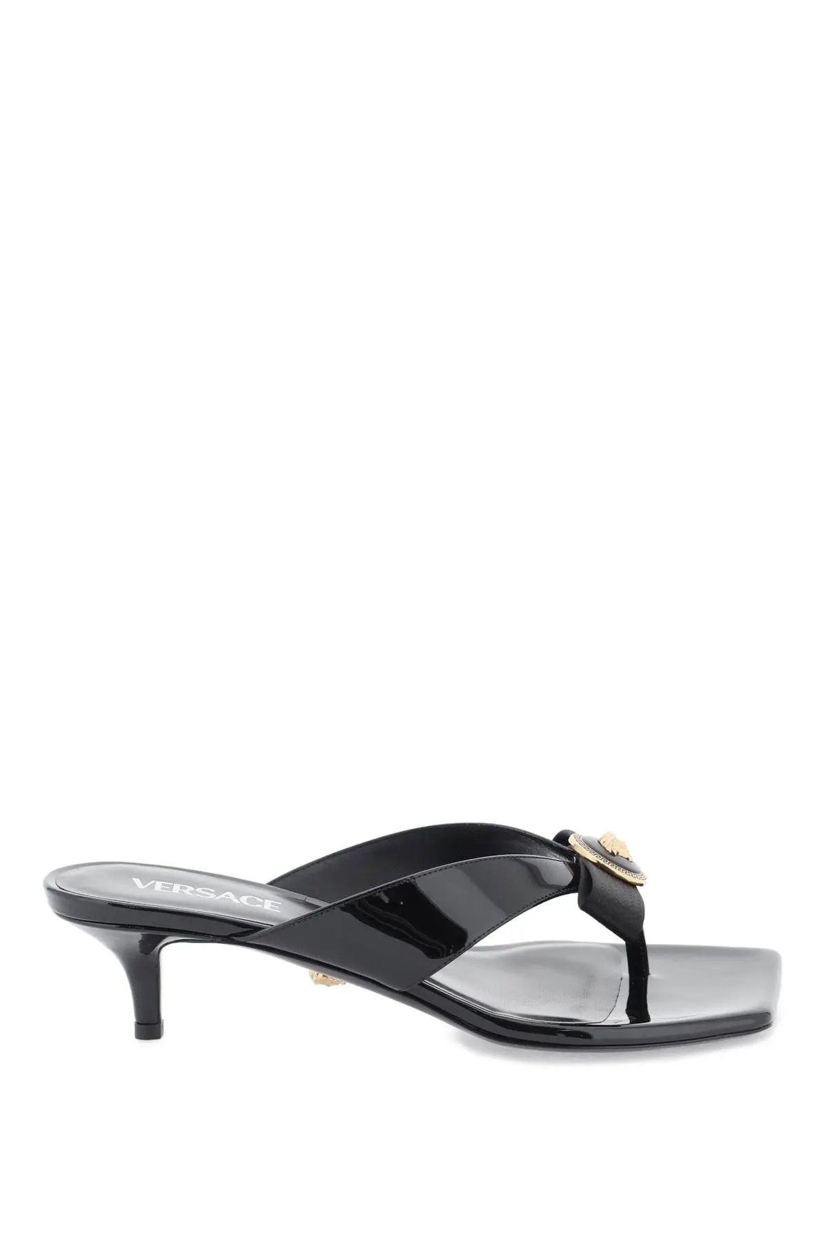 image of Versace O1S22I1N1223 Ribbon Thong Mule Shoess In Black Shoes, Women's (Size 10)
