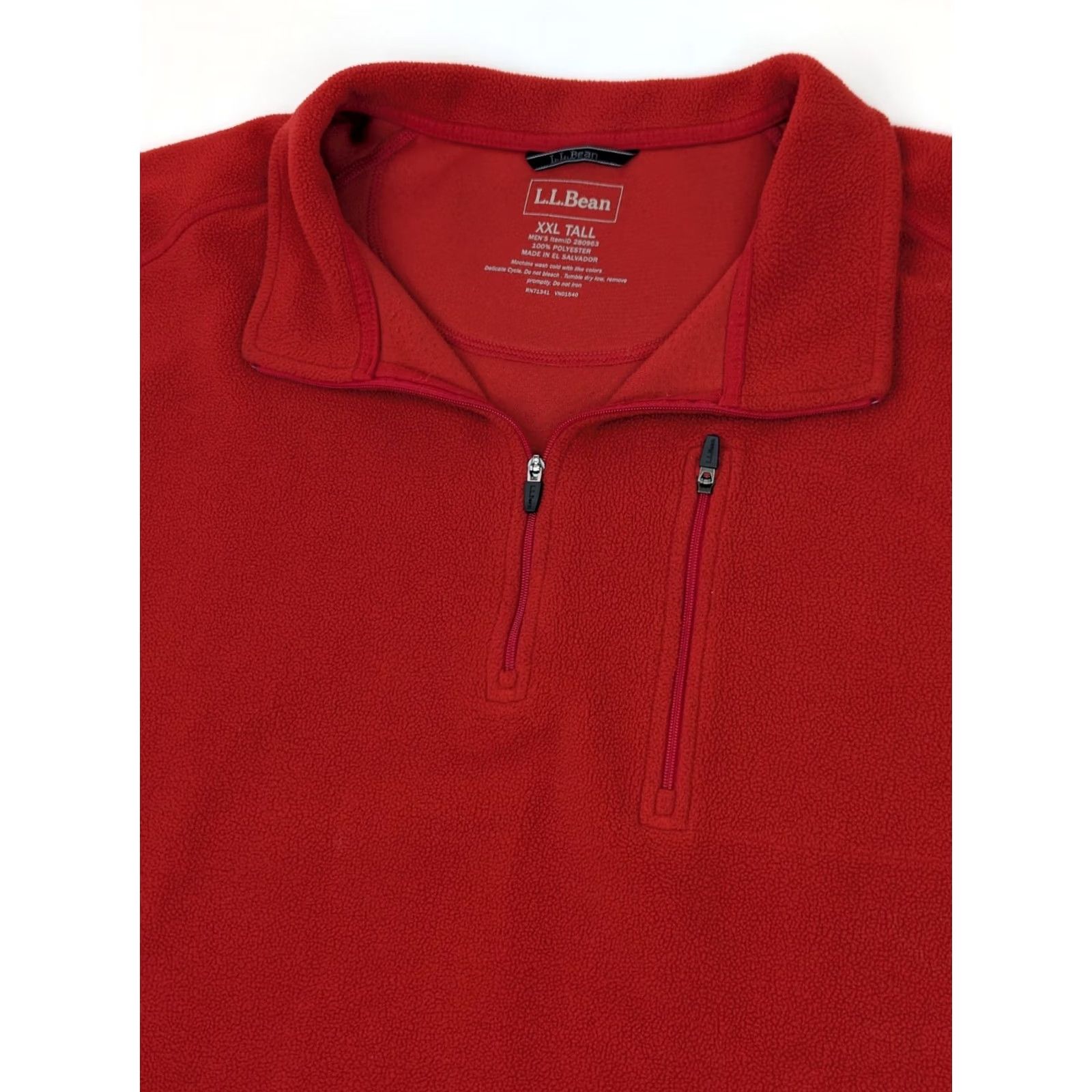 Vintage VINTAGE LL Bean Full Zip Red Fleece Sweater Men 2XLT Tall Long Sleeve Moc Neck, Solid, Red, 2XLT, Pullover, Zipper, Pockets, Wool? Size US XXL / EU 58 / 5 - 2 Thumbnail