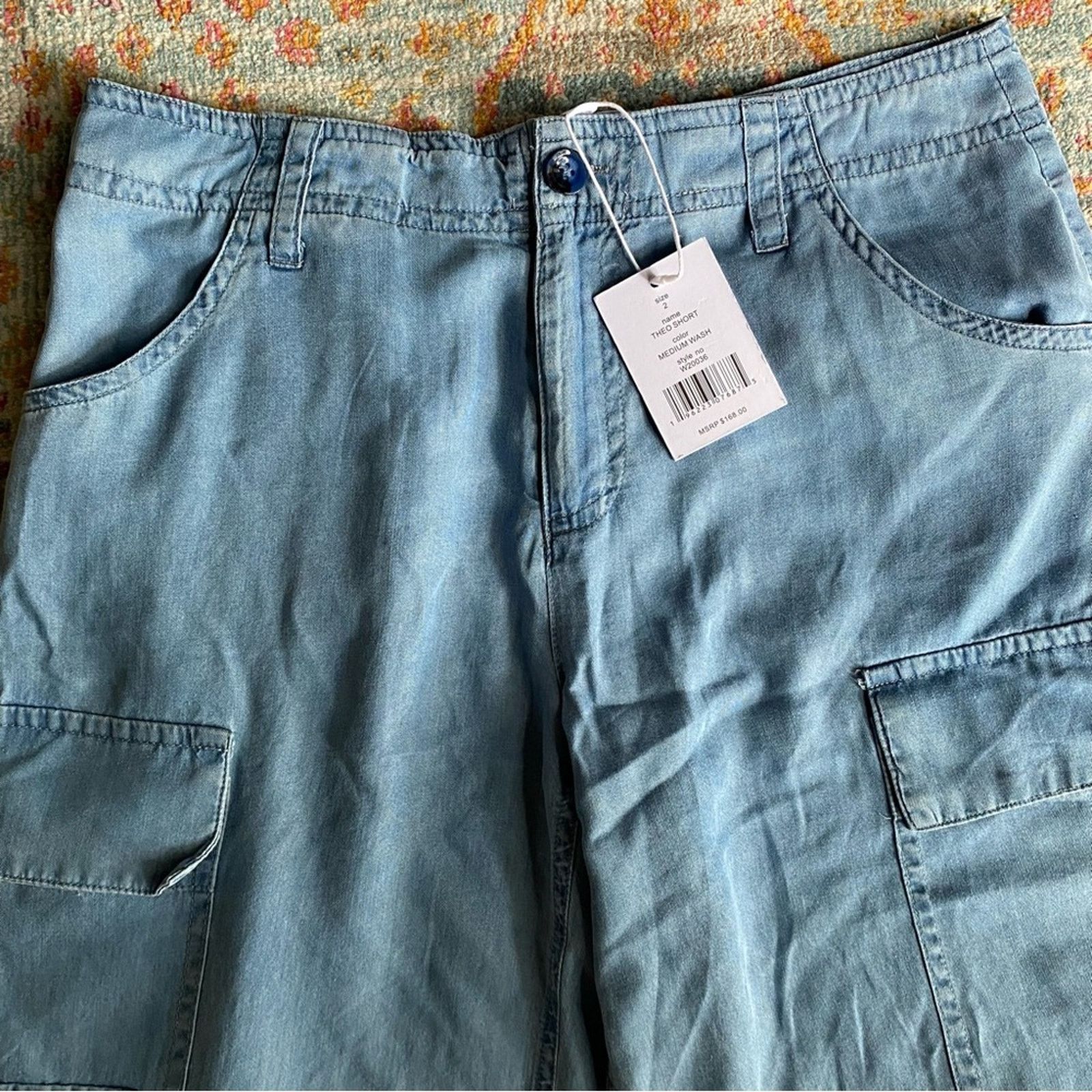 Barker NEW WALTER BAKER $168 Theo Womens Cargo Shorts Chambray 2 Size 26" / US 2 / IT 38 - 6 Thumbnail