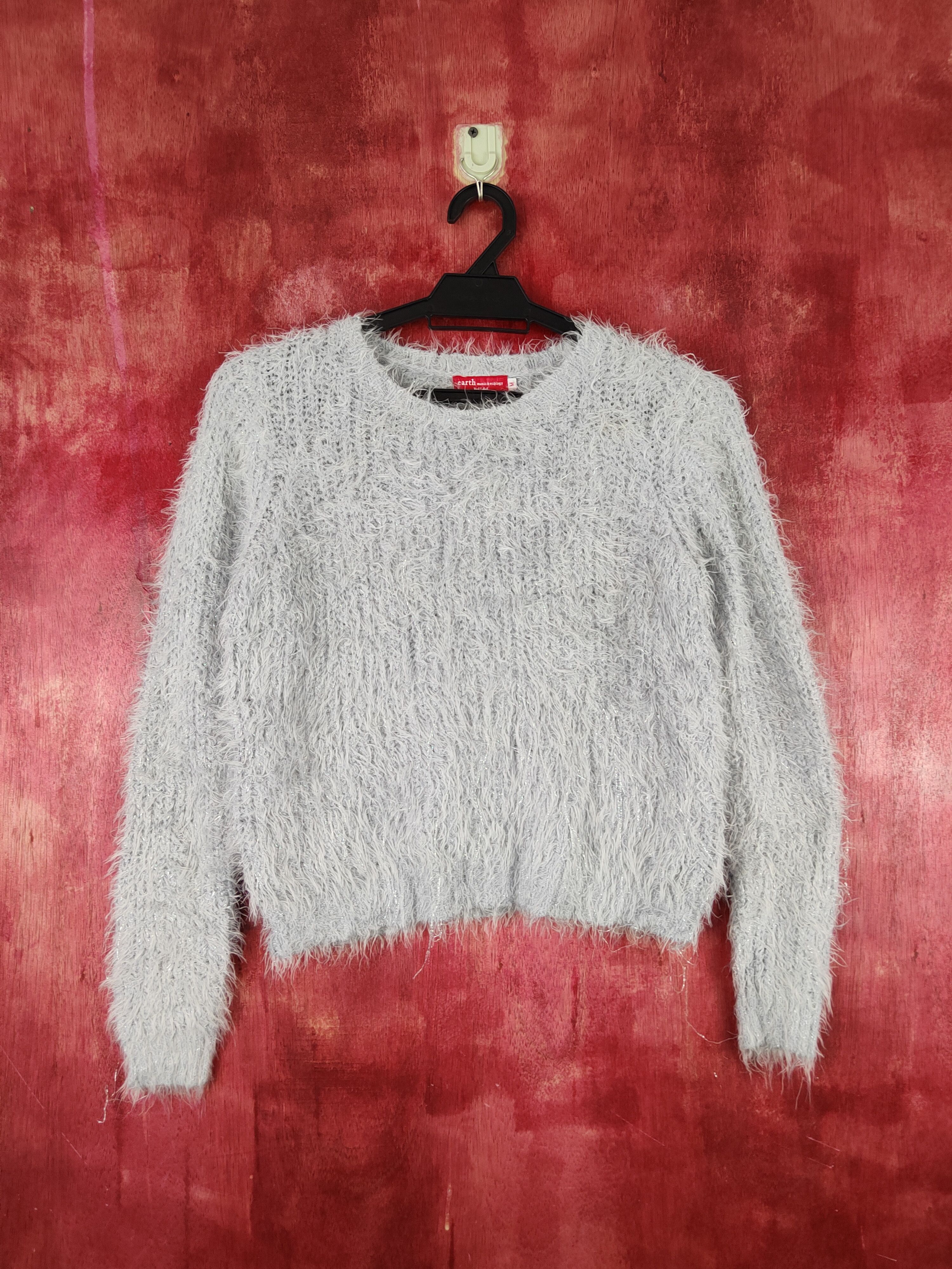 Homespun Knitwear × Japanese Brand × Vintage Earth Music & Ecology Light Gray Fur Mohair Knitwear #S1908 Size XS / US 0-2 / IT 36-38 - 1 Thumbnail