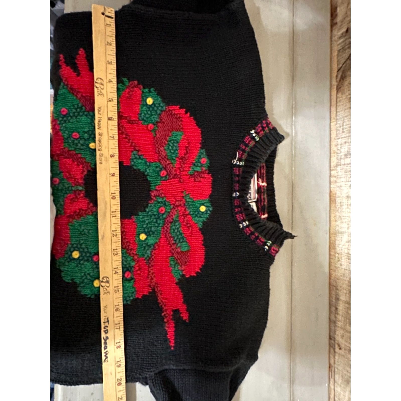 Vintage VINTAGE Westbound Sweater Women's Medium Black Solid Christmas Heavyweight Knit Crew Neck Long Sleeve Crochet Embroidered Pullover Size M / US 6-8 / IT 42-44 - 5 Thumbnail