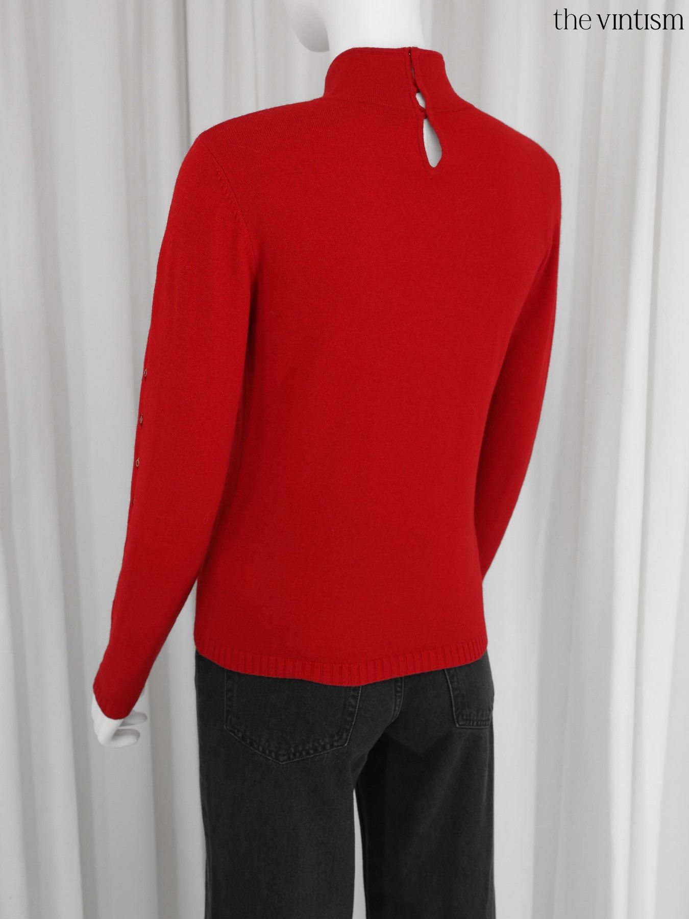 Escada Escada Red Cashmere, Virgin Wool & Silk Mock Neck Sweater Size S / US 4 / IT 40 - 6 Thumbnail