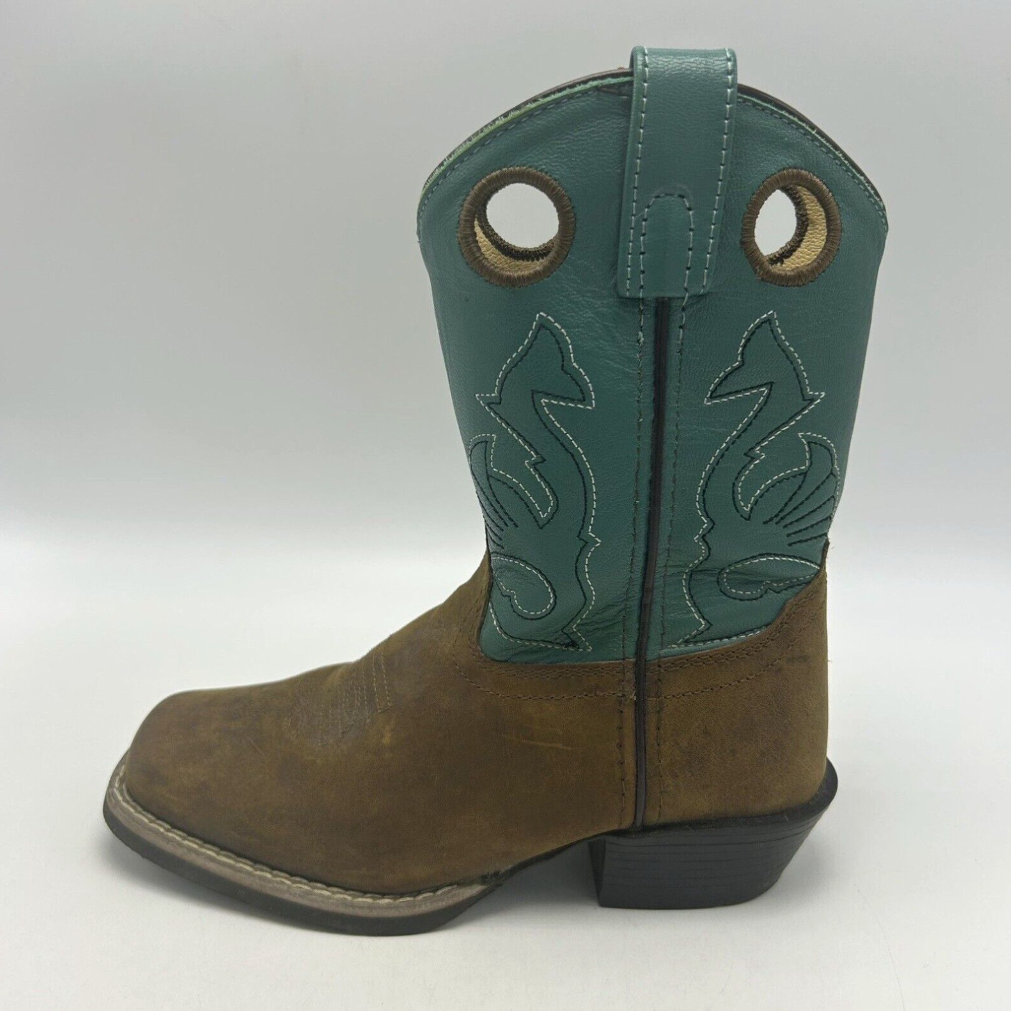 Vintage Brown and Blue Leather Western Cowboy Boots for Kids by Masterson Boot Co in Size 12.5 Grailed