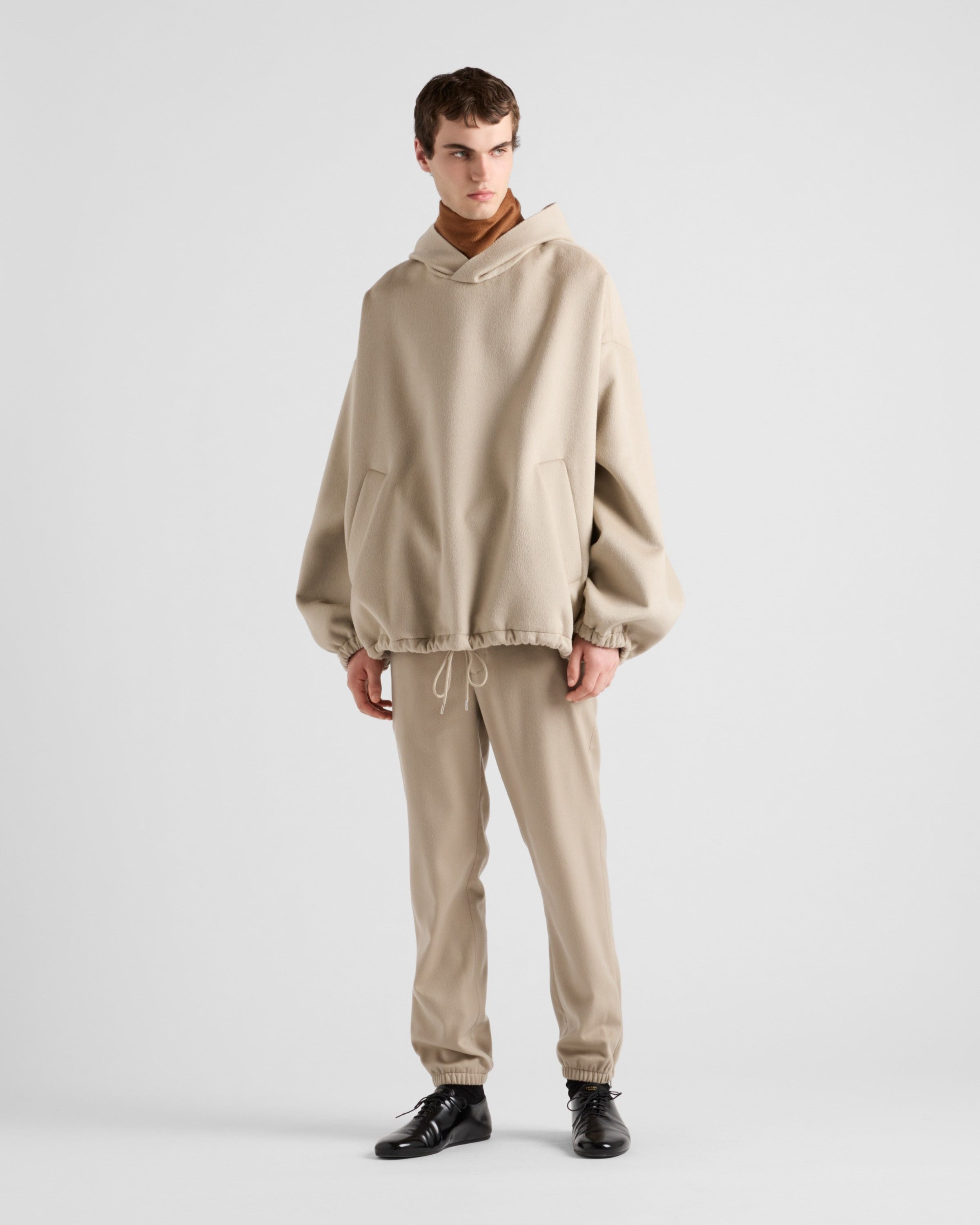 Prada o1bcso1str1025 Cashgora Wool Blend Hoodie Jacket in Beige Size US L / EU 52-54 / 3 - 2 Thumbnail