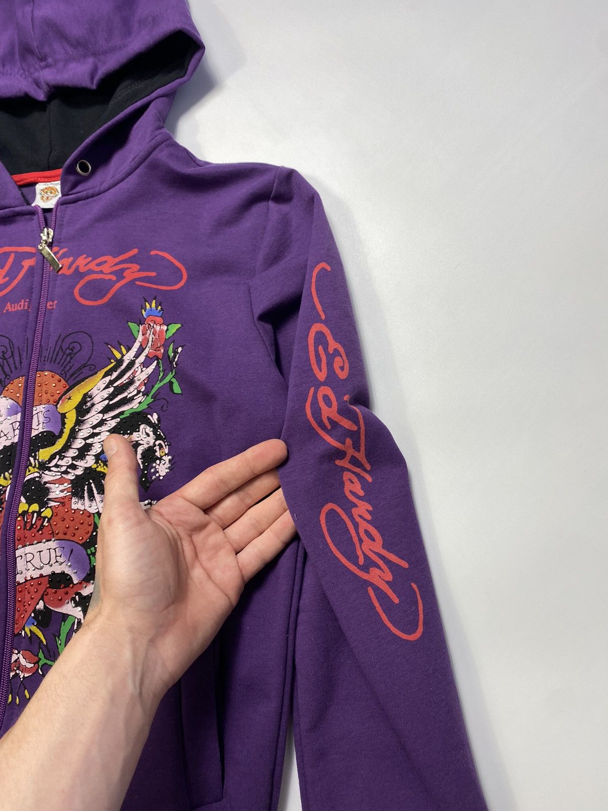 Ed Hardy Vintage Ed hardy Y2K big logo rhinestones zip hoodie Size L / US 10 / IT 46 - 5 Thumbnail