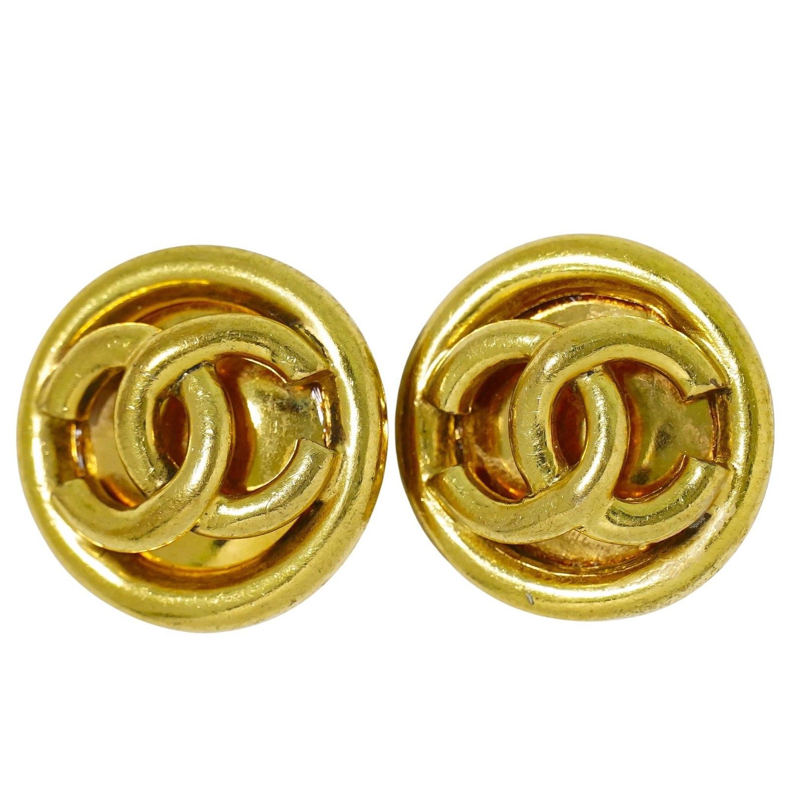 Chanel Chanel Vintage Round CC Clip-On Earrings Metal Size ONE SIZE - 1 Thumbnail