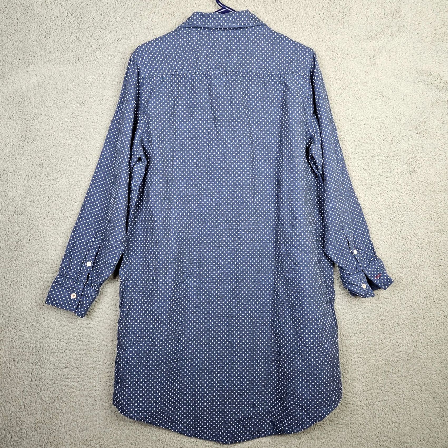 CO LEVI Strauss & Co Women Long Sleeve Button Up Tunic Dress L Blue V-Neck A-Line Casual 100% Cotton Above Knee Reg Dept Women" Size L / US 10 / IT 46 - 4 Thumbnail