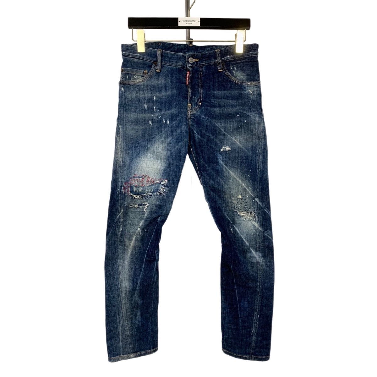 Dsquared2 Dsquared2 Dark Blue Ripped Patchwork Denim Pants K26WX Size US 28 / EU 44 - 1 Thumbnail