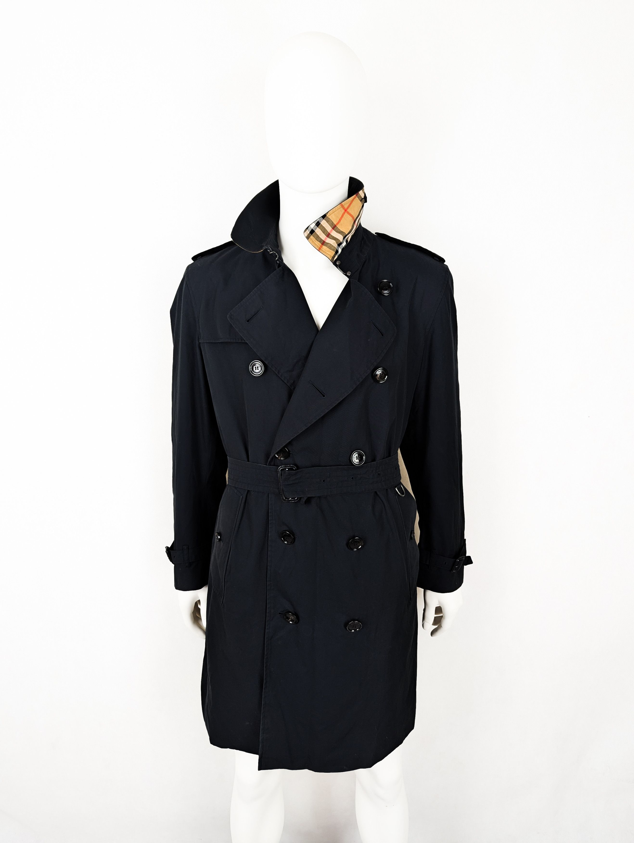 Burberry Burberry black nova check trench coat 54 L Size US L / EU 52-54 / 3 - 3 Thumbnail