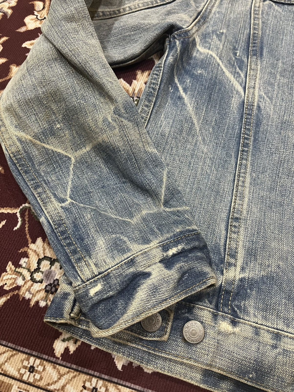 OMNIGOD Vintage Domingo Omnigod Distressed Stain Denim Jacket Size XS / US 0-2 / IT 36-38 - 13 Thumbnail