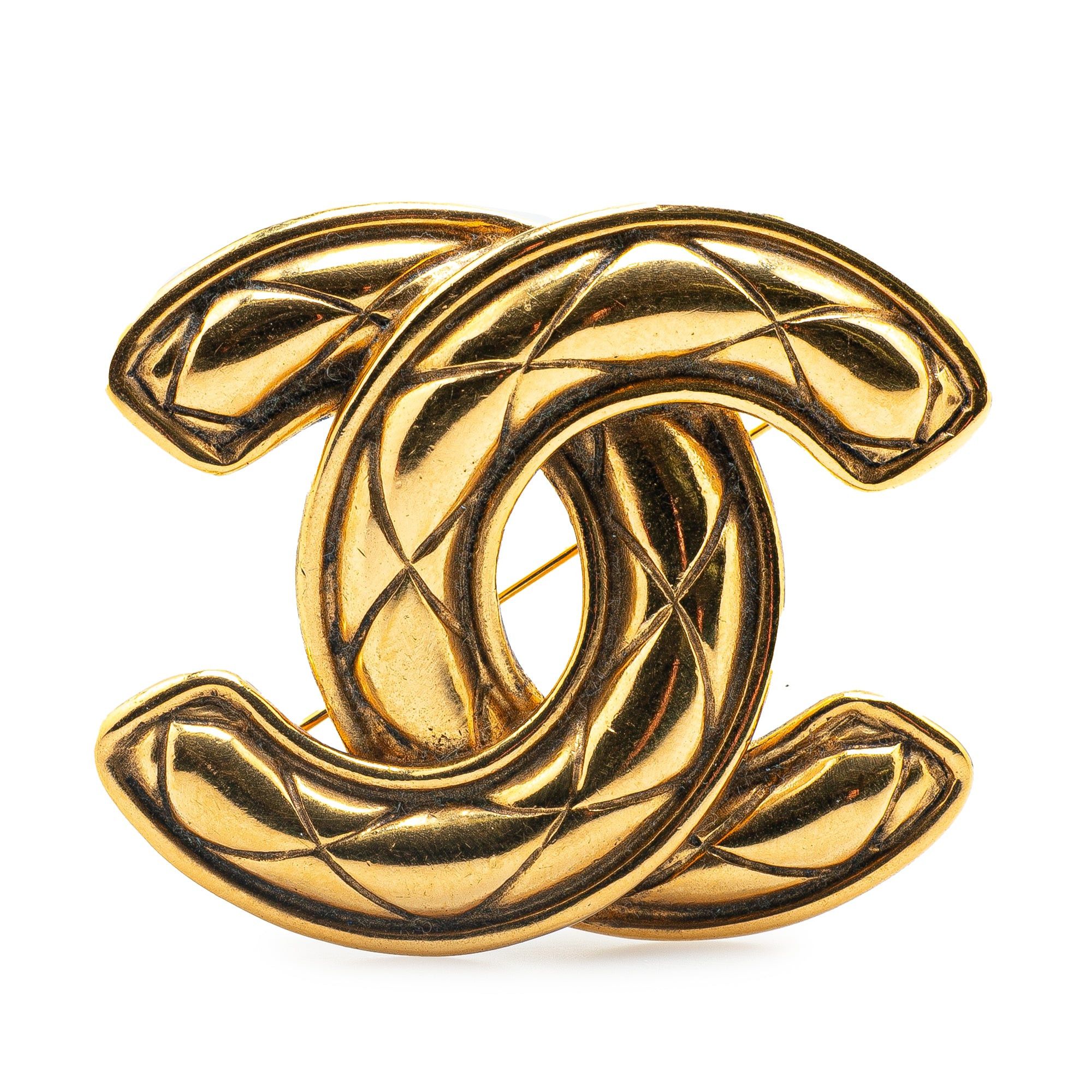 Chanel Chanel Gold Plated CC Quilted Brooch Gold Size ONE SIZE - 1 Thumbnail