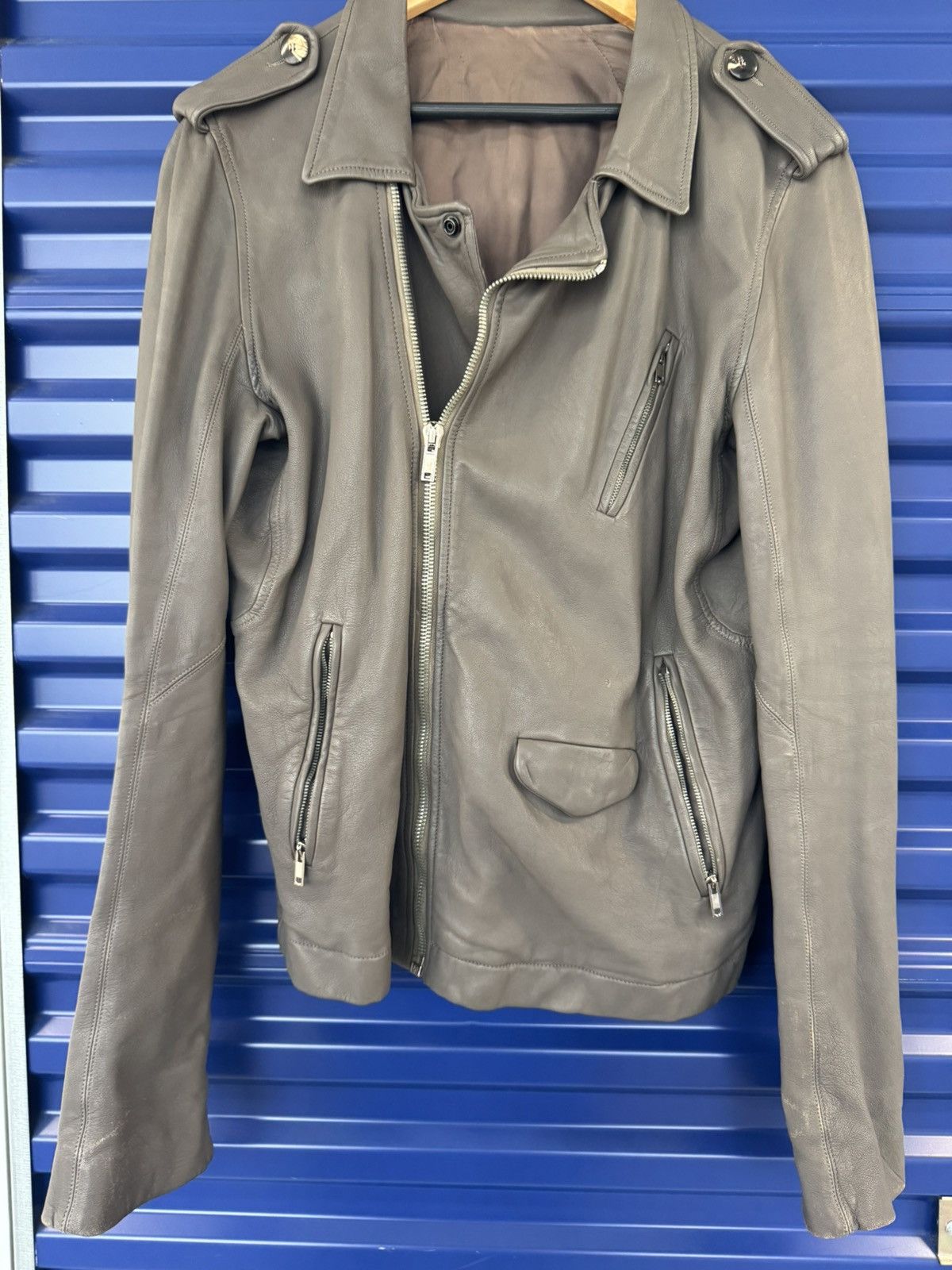 Rick Owens RARE! $5351 STOOGES SIZE AW10 MAINLINE TAUPE LEATHER JACKET Size US L / EU 52-54 / 3 - 12 Thumbnail