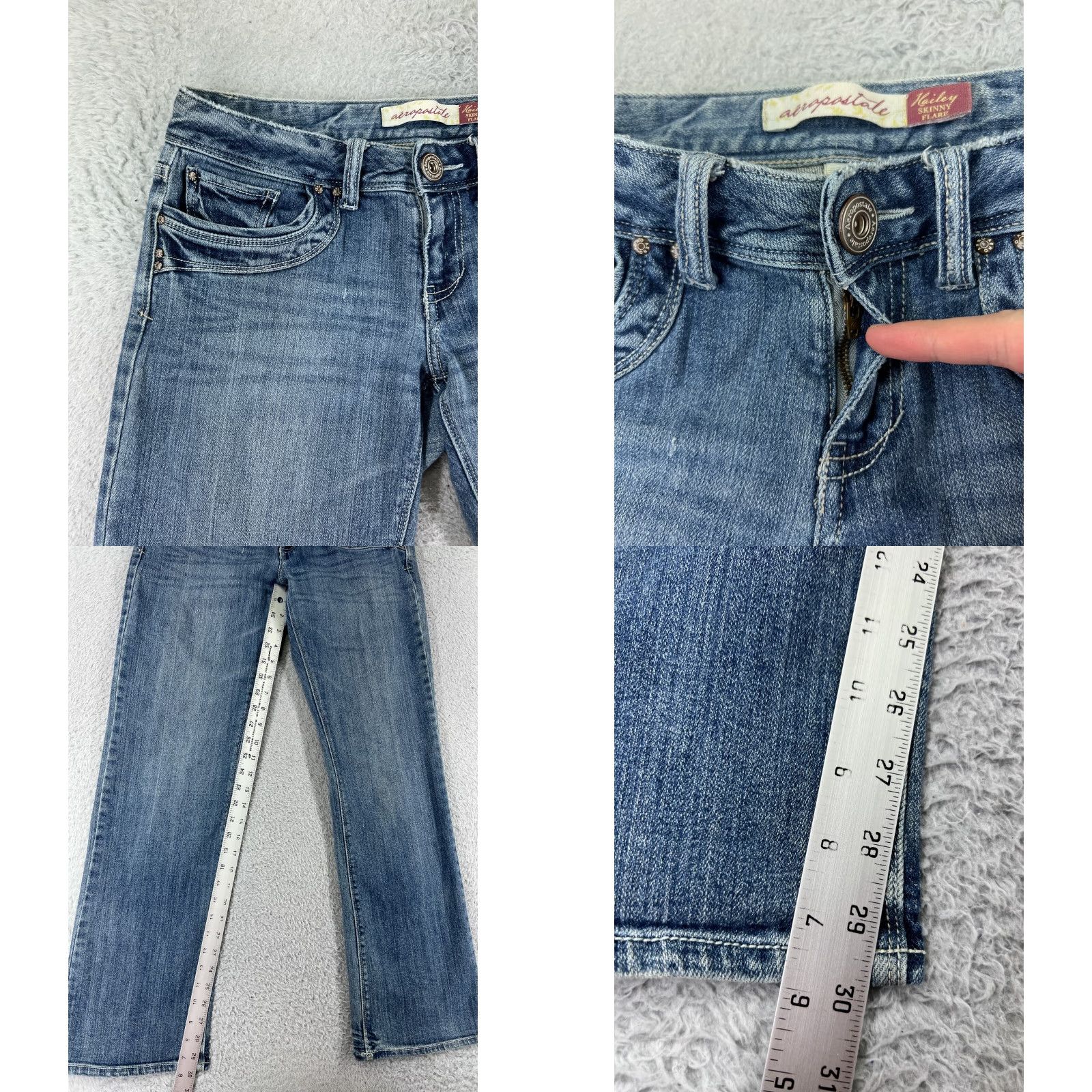 Vintage Aéropostale Jeans Womens 7 Denim Blue 5-Pocket Regular Flared Distressed Cotton Blend Jeans Size 28" / US 6 / IT 42 - 8 Thumbnail
