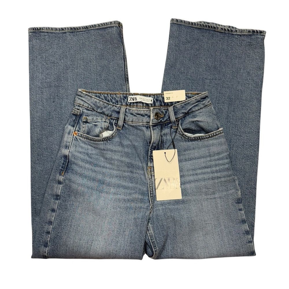 Zara NWT New Zara High Waist Cropped Straight Jeans Size 0 Size 25" / US 0 / IT 36 - 3 Thumbnail