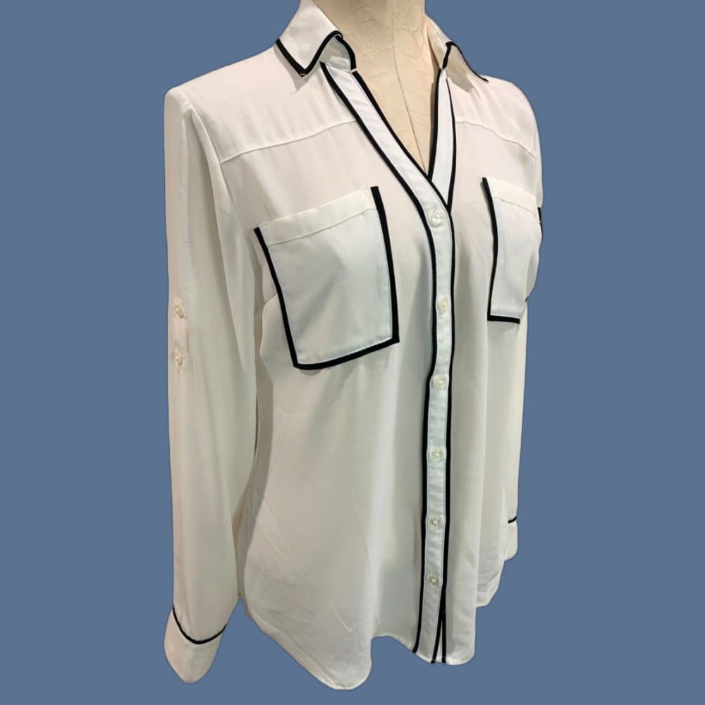 Express VINTAGE? (no) Express Shirt Womens The Portofino Ivory Blouse Size M Medium Sheer White Size M / US 6-8 / IT 42-44 - 1 Thumbnail