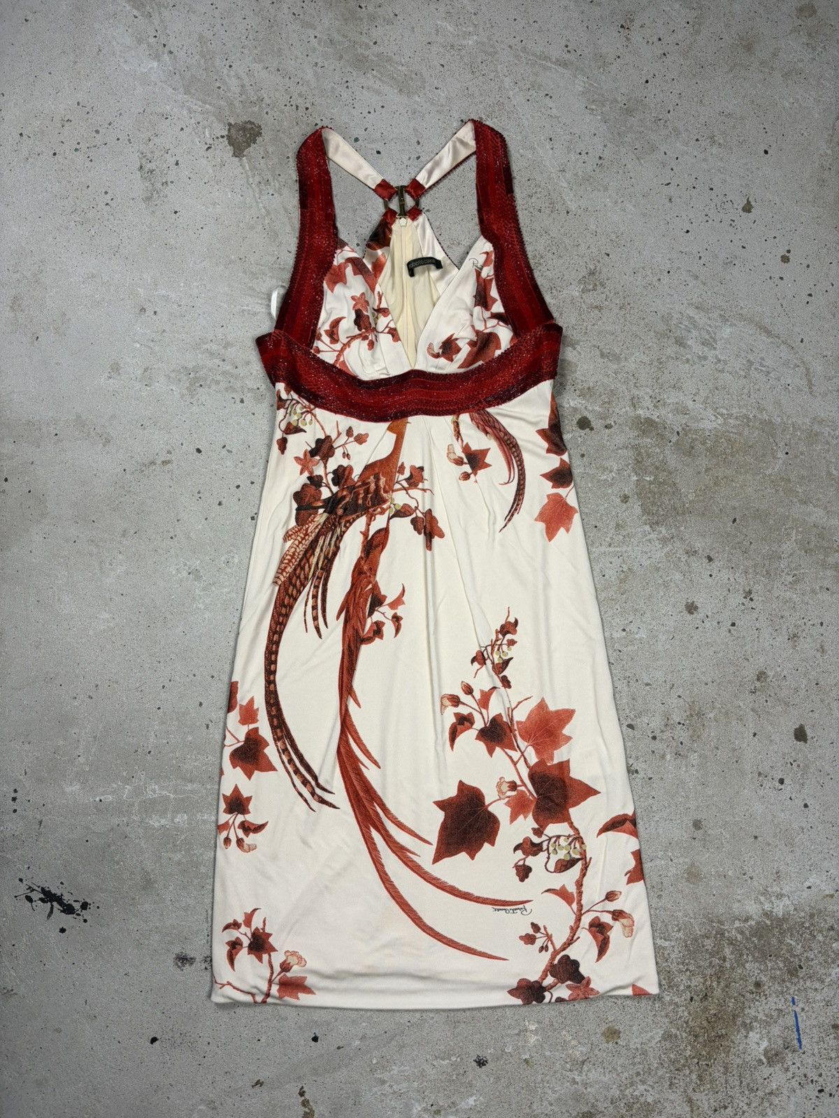 Roberto Cavalli Roberto Cavalli 2007 Cream Printed Beaded Dress Size M / US 6-8 / IT 42-44 - 1 Thumbnail