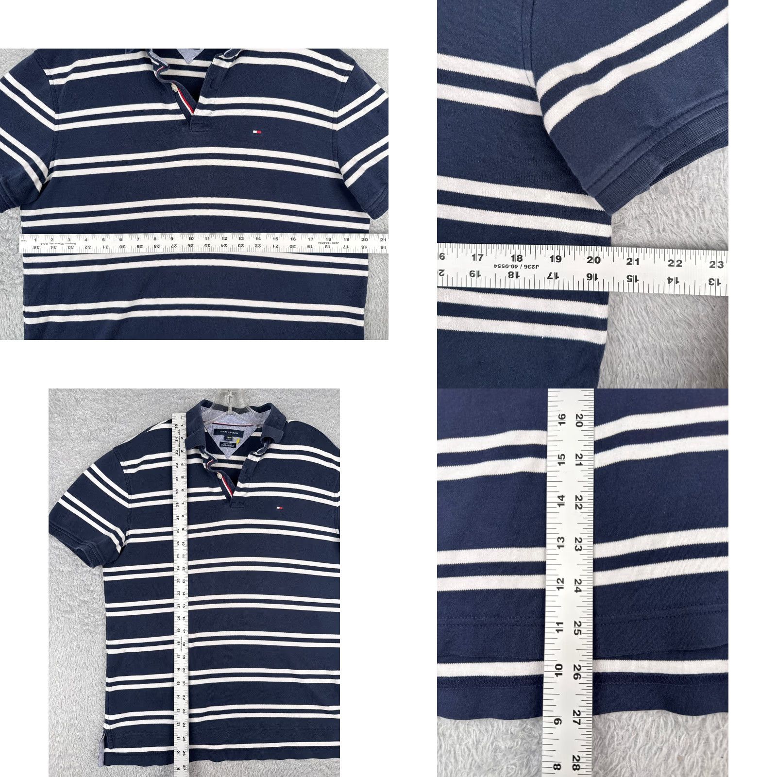 Tommy Hilfiger VINTAGE Tommy Hilfiger Polo Shirt Adult Medium Blue White Stripe 100% Cotton Knit Shirt Mens Polo Stripe 100% Cotton Size US M / EU 48-50 / 2 - 8 Thumbnail
