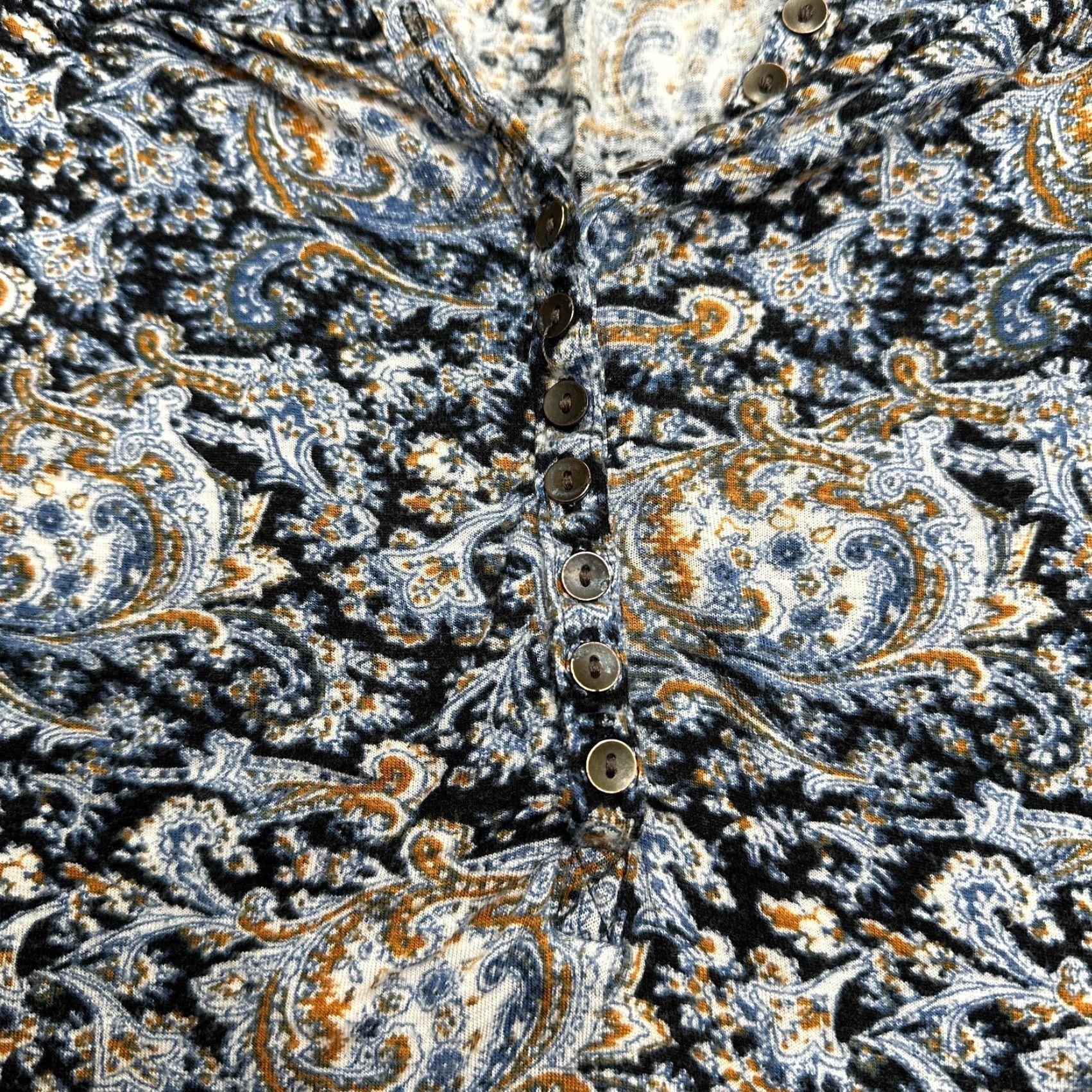 Lucky Brand Lucky Brand Blouse Tunic Womens Large Multicolor Paisley Long Sleeve Henley Top Size L / US 10 / IT 46 - 4 Thumbnail