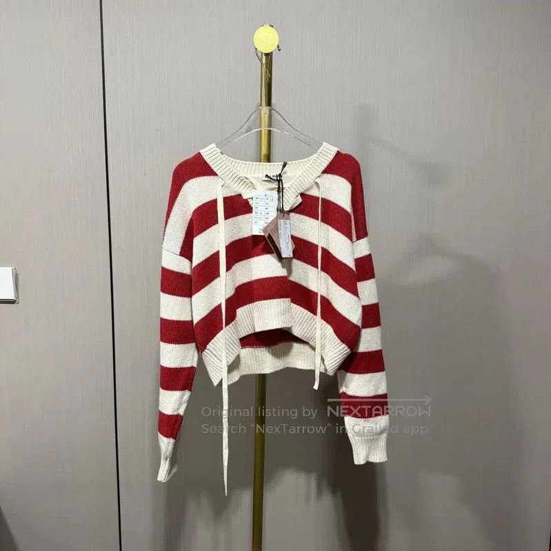 Miu Miu Miu Miu Red and White Striped Wool Sweater . Size XXS / US 00 / IT 34 - 1 Thumbnail