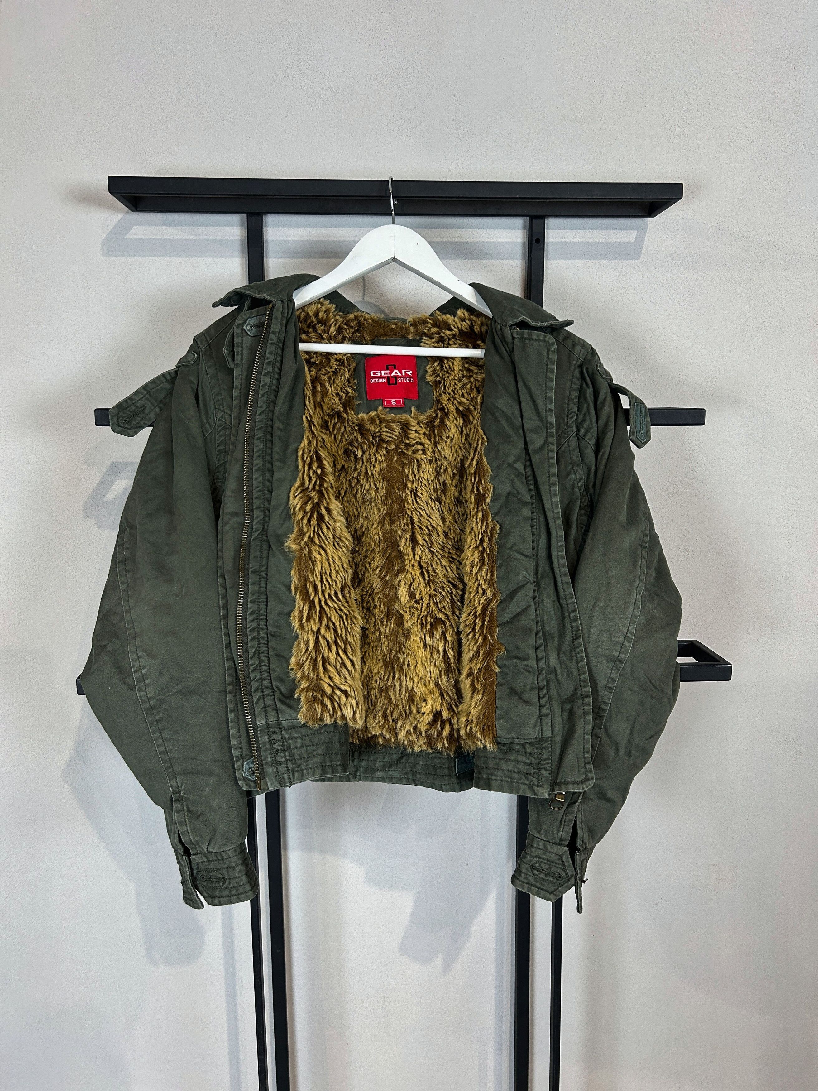 Japanese Brand Army Jacket Fur Lined Green Military Grunge Y2K Utility Core Size US S / EU 44-46 / 1 - 4 Thumbnail