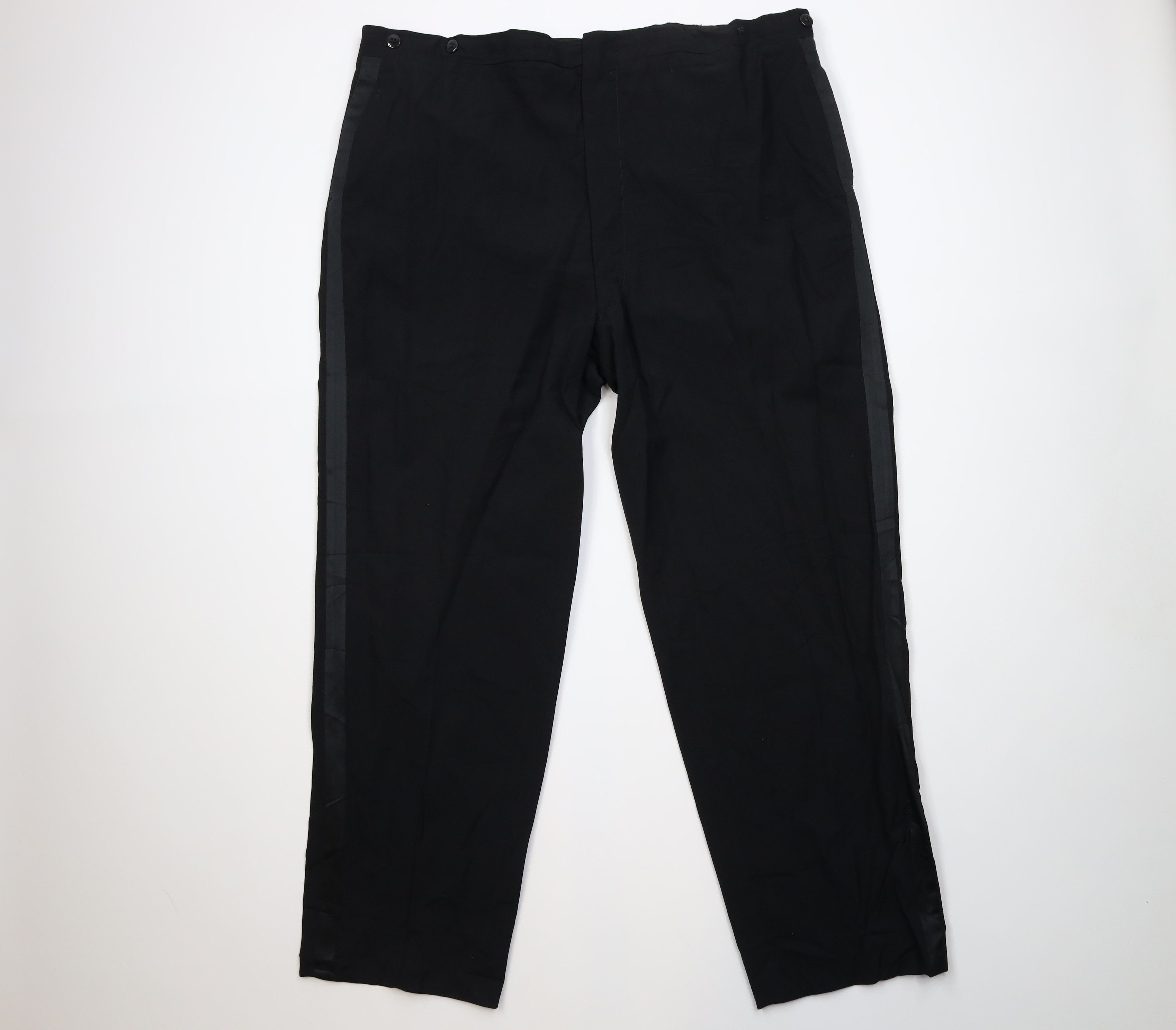 Vintage Vintage 50s Streetwear Rayon Gabardine Tuxedo Pants Black Size US 44 / EU 60 - 1 Thumbnail