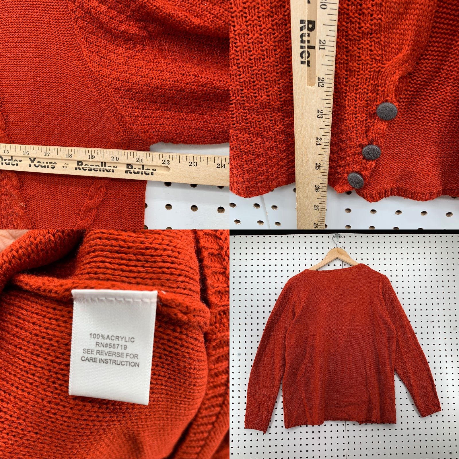 Vintage NEW Studio Works Cable Knit Sweater Women XL Loose Knit Long Sleeve Pullover Rust Orange Size XL / US 12-14 / IT 48-50 - 8 Thumbnail