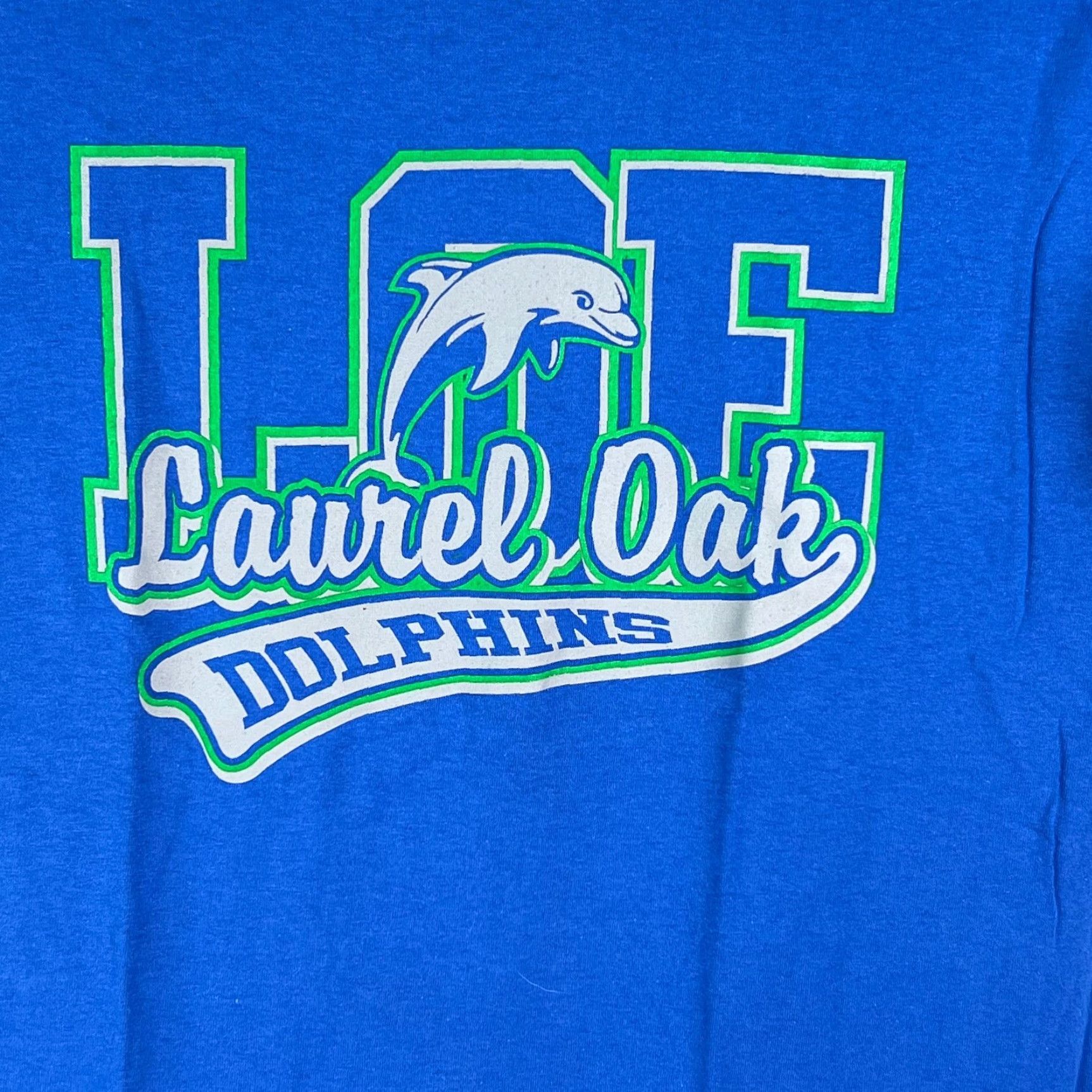 Gildan Gildan Mens Short Sleeves Crew Neck Blue T Shirt Size L Laurel Oak Dolphins Graphic Print Regular Fit 100% Cotton Size US L / EU 52-54 / 3 - 2 Thumbnail