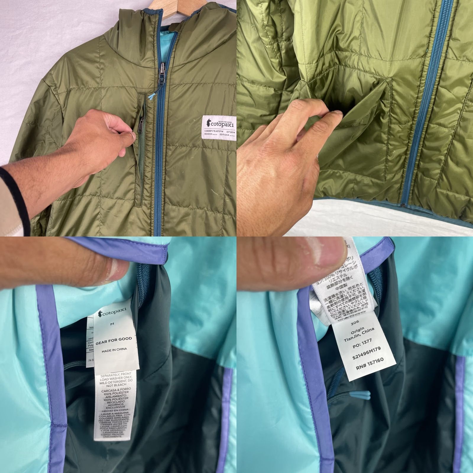 Cotopaxi Cotopaxi Jacket Mens Medium Blue Green Teca Calido Reversible Hooded Insulated Size US M / EU 48-50 / 2 - 10 Thumbnail
