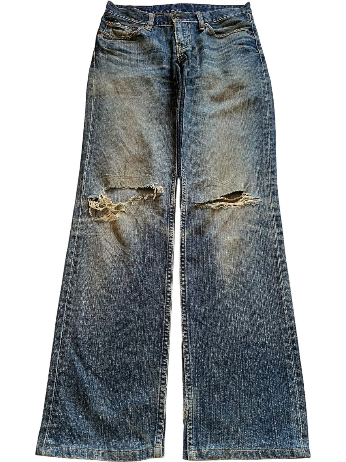 Levi's × Levi's Vintage Clothing Vintage 90s Levis 502 Mud Wash Distressed Loose Jeans Size US 31 - 1 Thumbnail