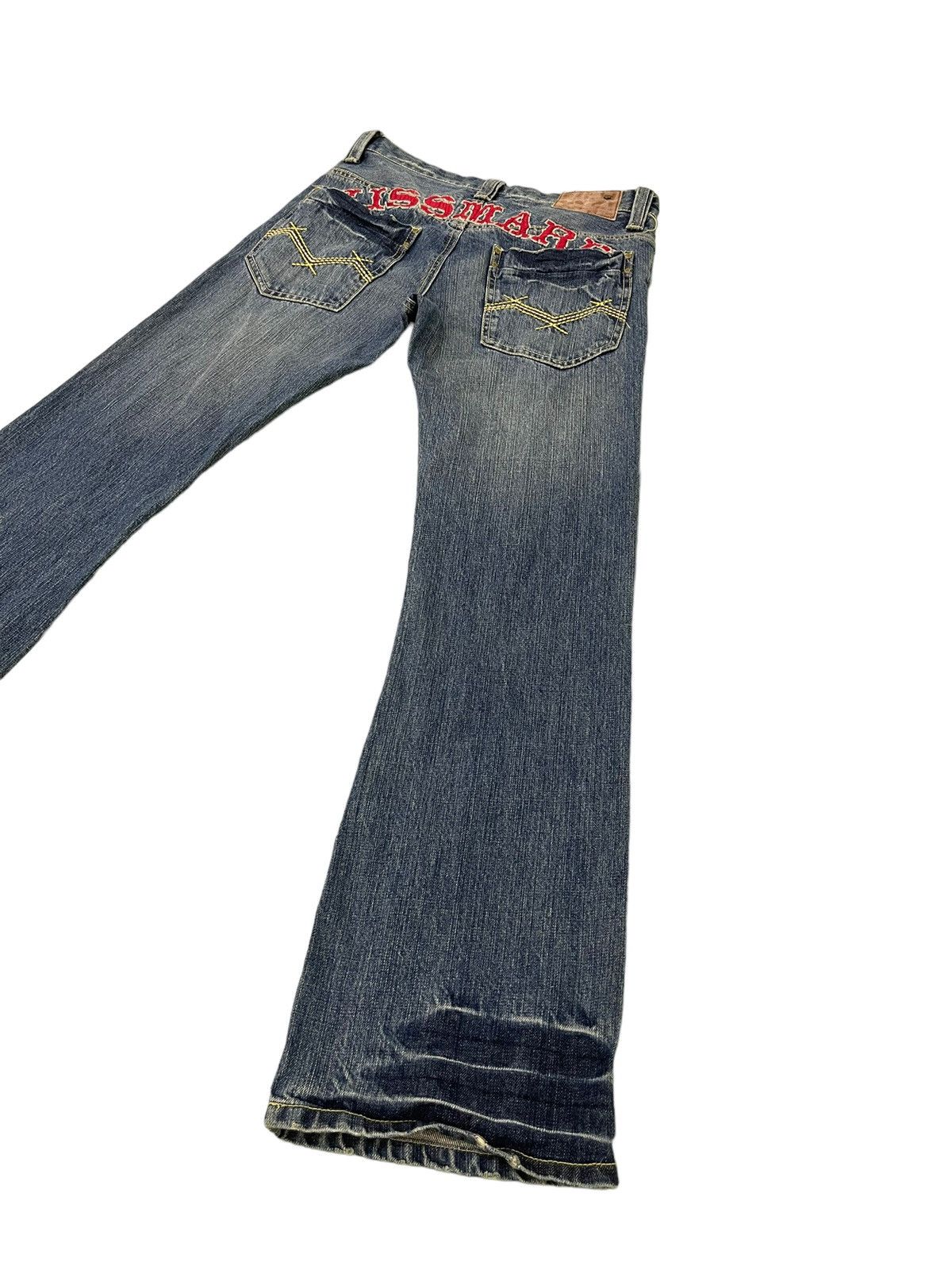 Japanese Brand Flare Jeans Kissmark Faded Distress Boot Cut 8🟦2 Size US 31 - 3 Thumbnail
