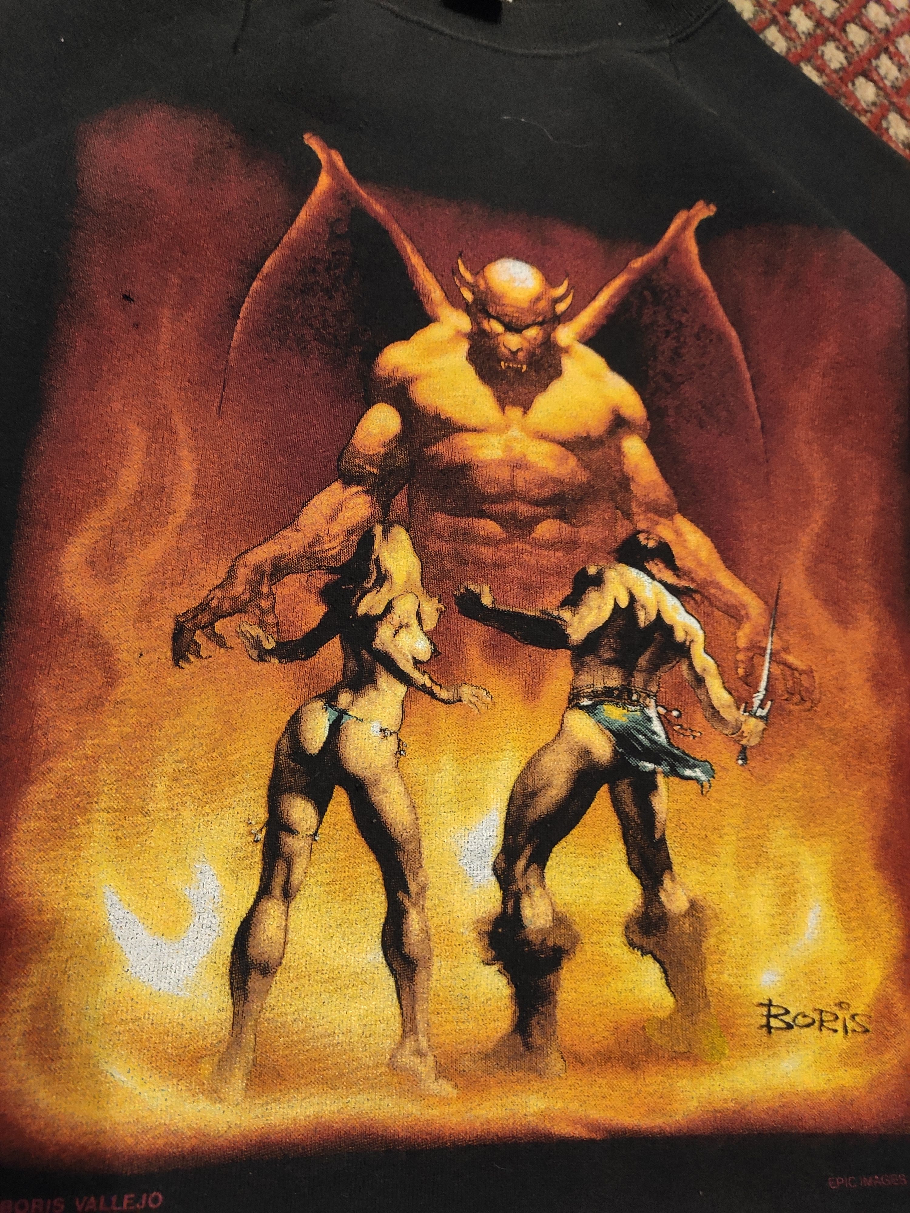 Band Tees × Vintage Boris Vallejo vintage 1986 crewneck sweatshirt print black Size US M / EU 48-50 / 2 - 7 Thumbnail