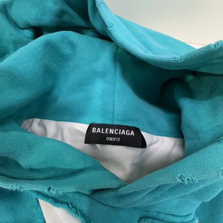 Balenciaga Balenciaga Balenciaga Distressed Logo Hoodie in Sky Blue - Size US XXS / EU 40 - 4 Thumbnail