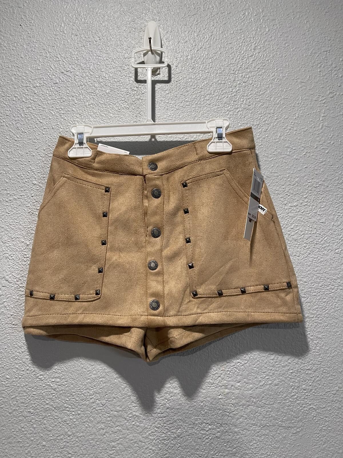 DKNY DKNY Beige Studded Button Front Shorts Skirt Size 12 Size 24" / US 00 / IT 34 - 1 Thumbnail