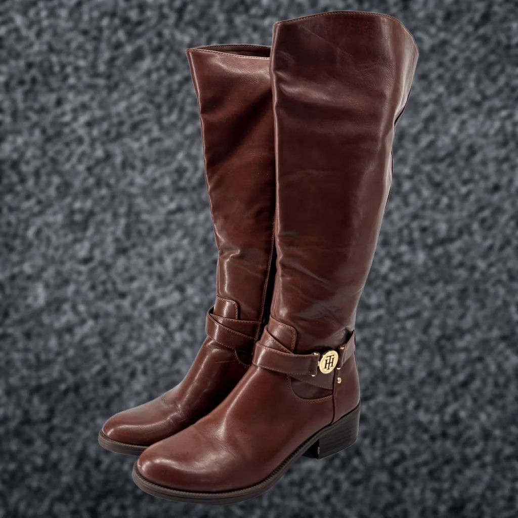 Tommy Hilfiger Tommy Hilfiger TW GAVIO-R Riding Boots Brown Women's Size 7 M Leather Mid Calf Size US 7 / IT 37 - 1 Thumbnail