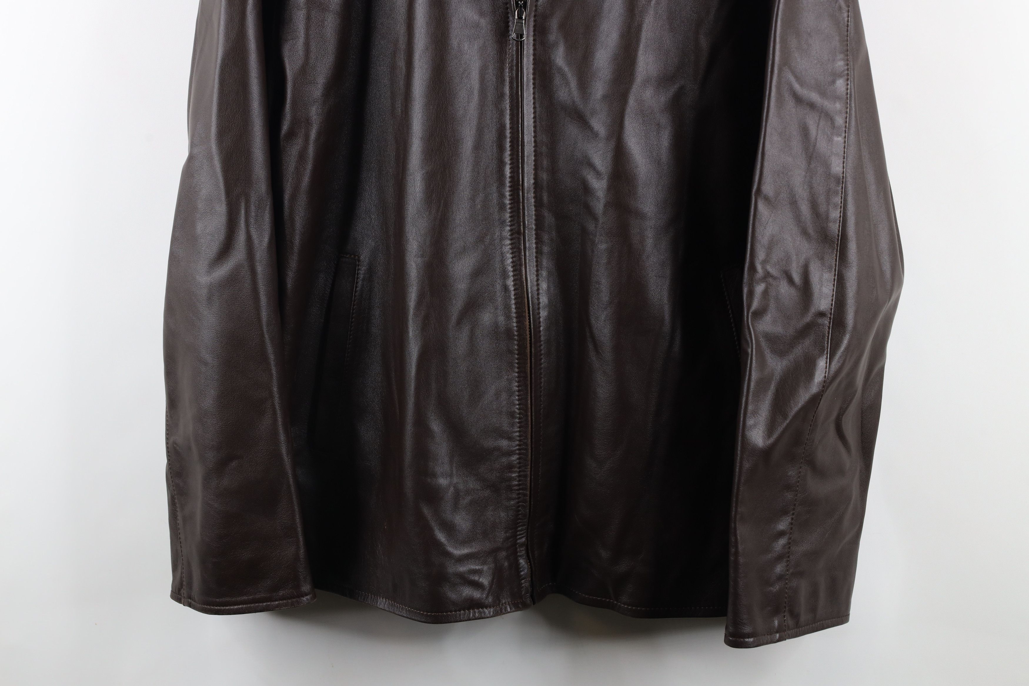 Vintage Vintage 90s Streetwear Leather Full Zip Bomber Jacket Brown Size XXL / US 16-18 / IT 52-54 - 3 Thumbnail