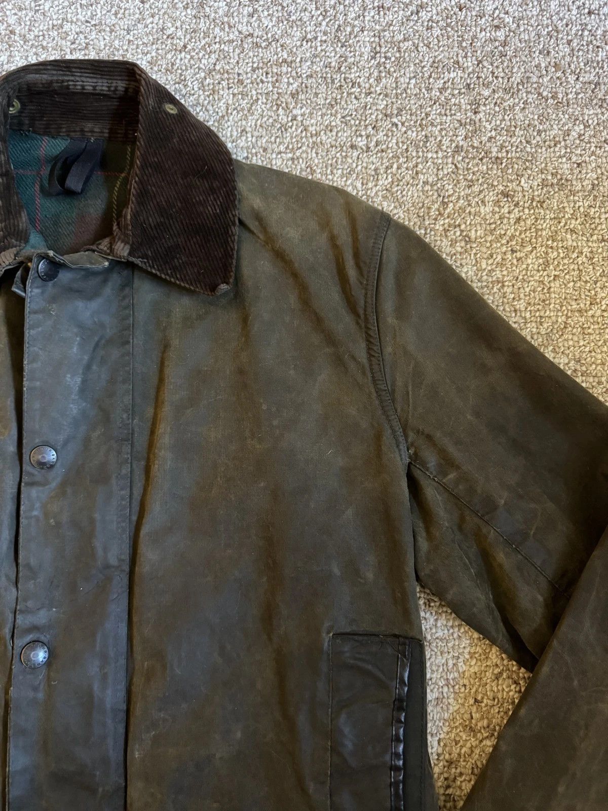 Barbour "NORTHUMBRIA" Parka Jacket (waxed, lined, olive, C38 S-M) Size US M / EU 48-50 / 2 - 3 Thumbnail