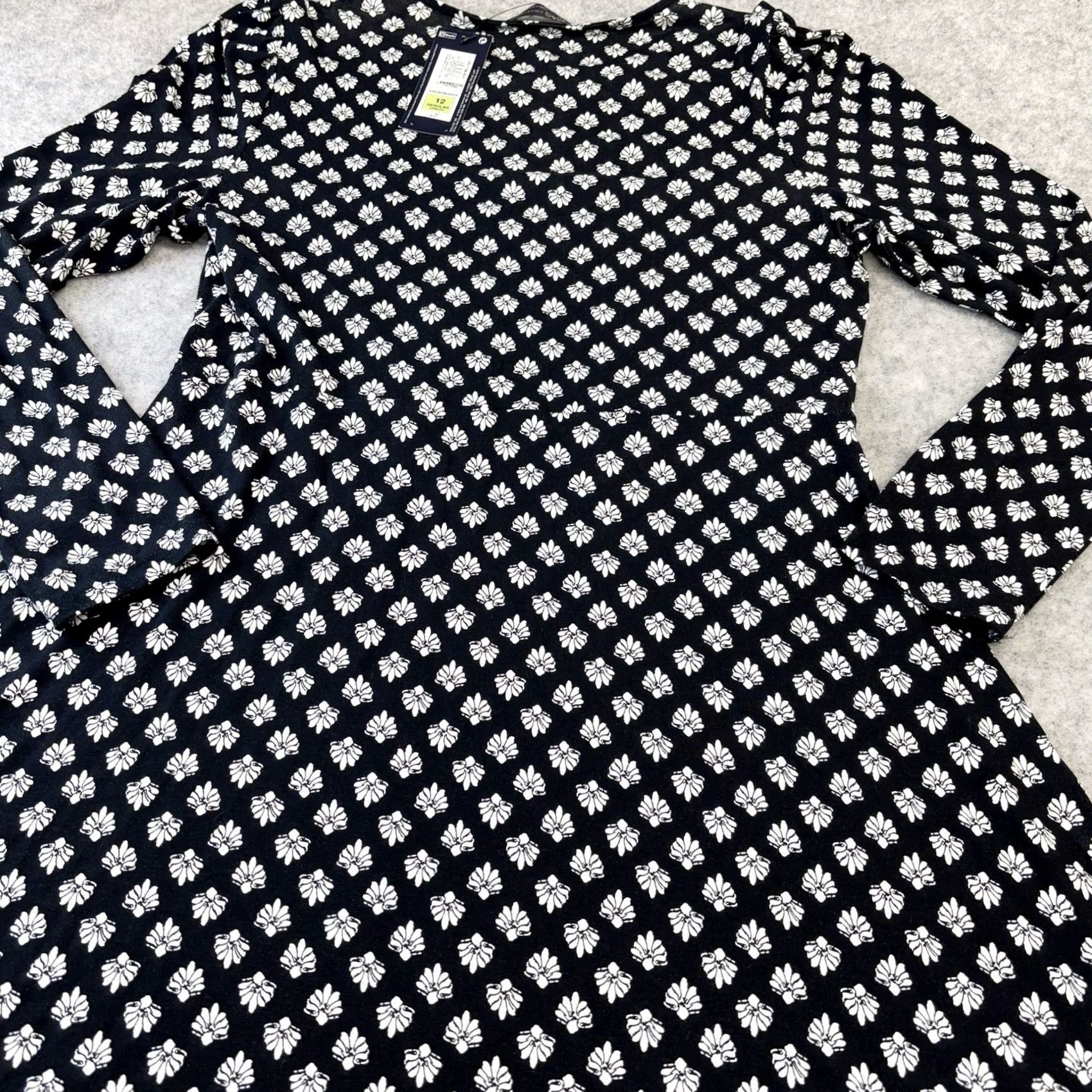 Marks & Spencer VINTAGE? no — M&S Dress UK12 Women’s Long Sleeve Patterned Black White Mix BNWT BS? Size XL / US 12-14 / IT 48-50 - 5 Thumbnail