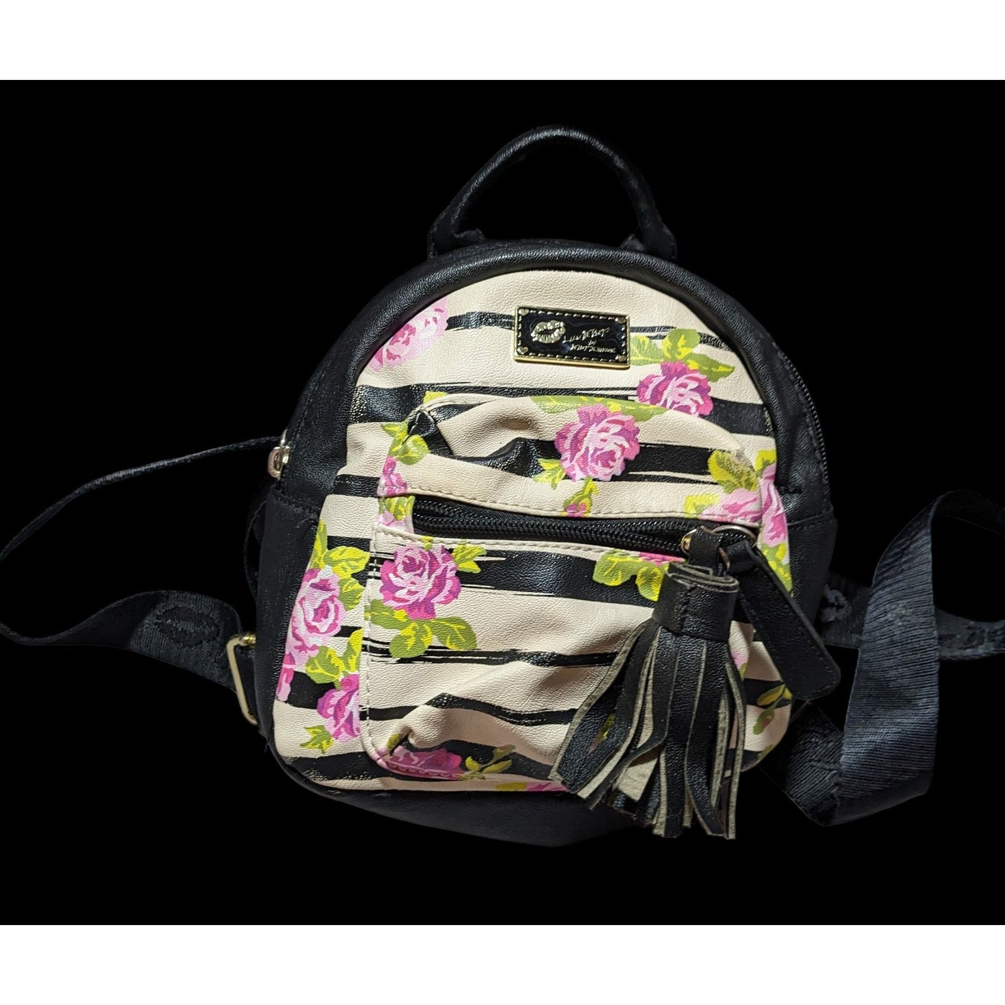 betsy johnson mini backpack purse 6x8x2 Betsey Johnson Luv Betsey Betsey Johnson Striped Mini Backpack Purse