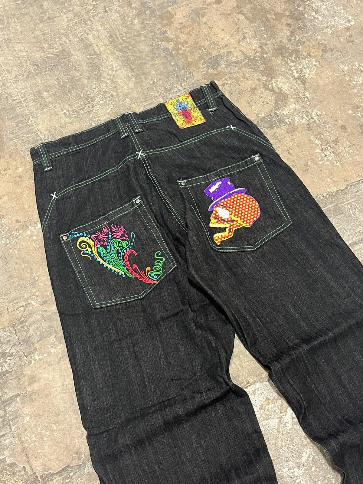 Southpole × Vintage Y2k baggy fit embroidery jnco style jeans hype opium Size US 34 / EU 50 - 2 Thumbnail
