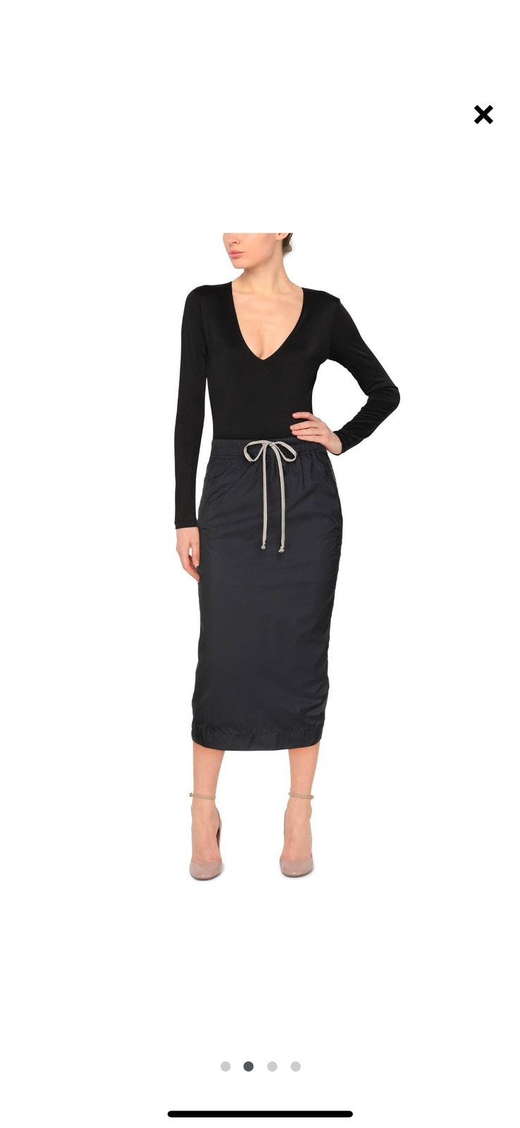 image of Rick Owens Drawstring Pillar Skirt in Black, Women's (Size 27)