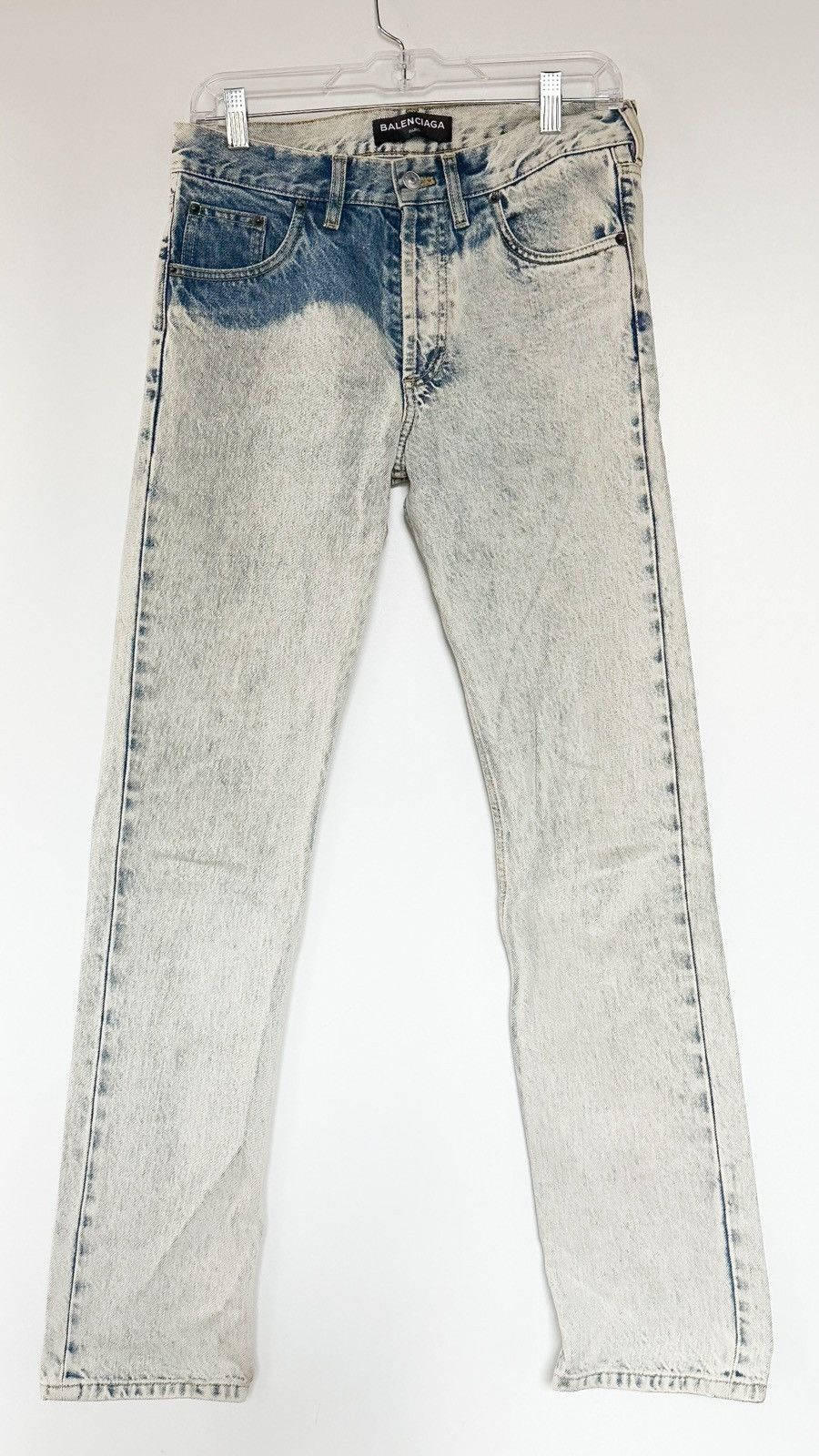 image of Balenciaga 2017 Runway Bleach Denim in Blue, Men's (Size 30)