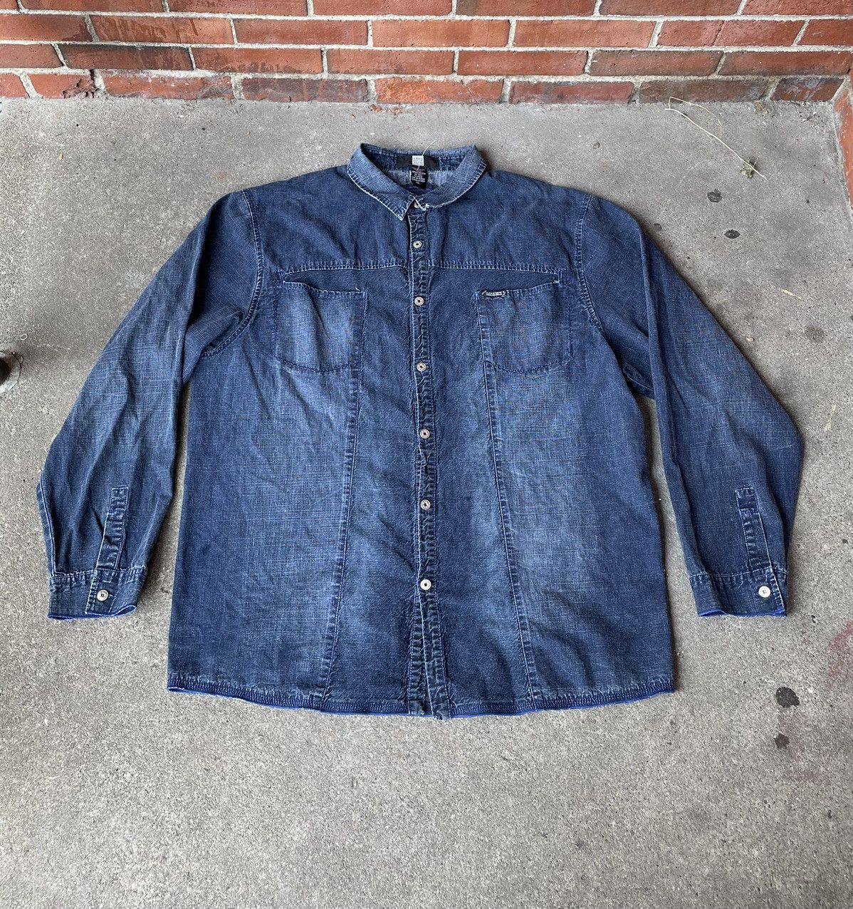 Marithe + Francois Girbaud Vintage 90s Marithe Francois Girbaud Button Down Denim Shirt Size US XXL / EU 58 / 5 - 1 Thumbnail