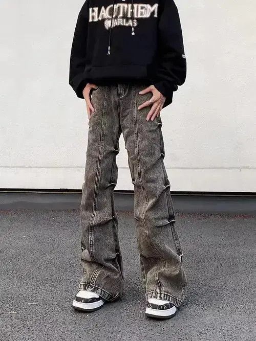 Japanese Brand × Jean Vintage washed pleated bootcut denim trousers Size US 32 / EU 48 - 4 Thumbnail