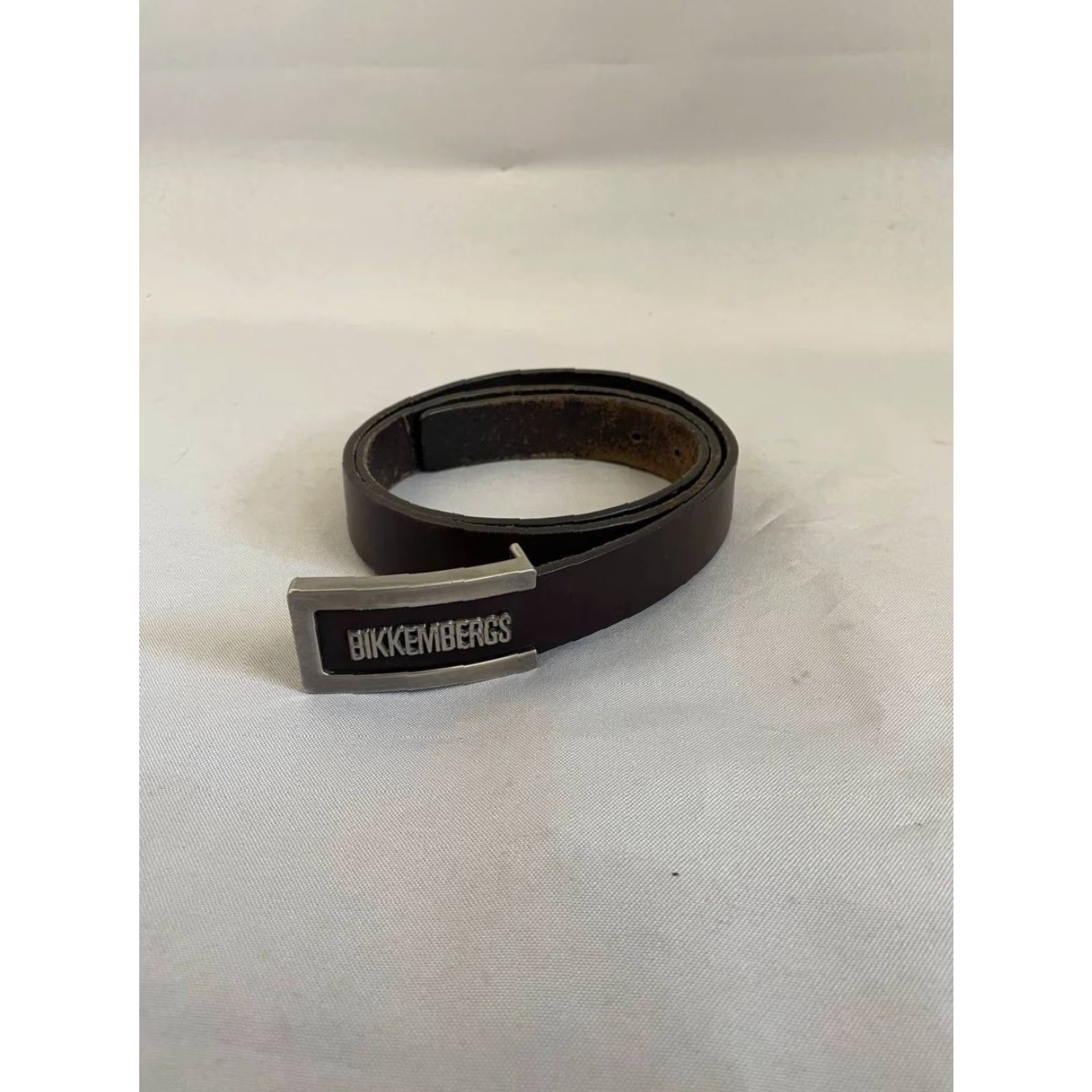 Vintage Bikkembergs Belt Mens Casual Logo Brown Cow skin Buckle Adjustable - One Size, Brass Hardware, Classic Modern Work Belt Size ONE SIZE - 3 Thumbnail