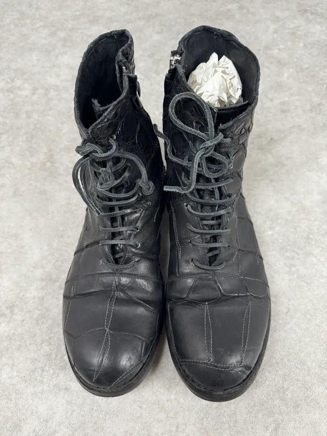 Isaac Sellam Experience Isaac Sellam Premiata Black Crocodile Leather Combat Boots Size US 11 / EU 44 - 4 Thumbnail