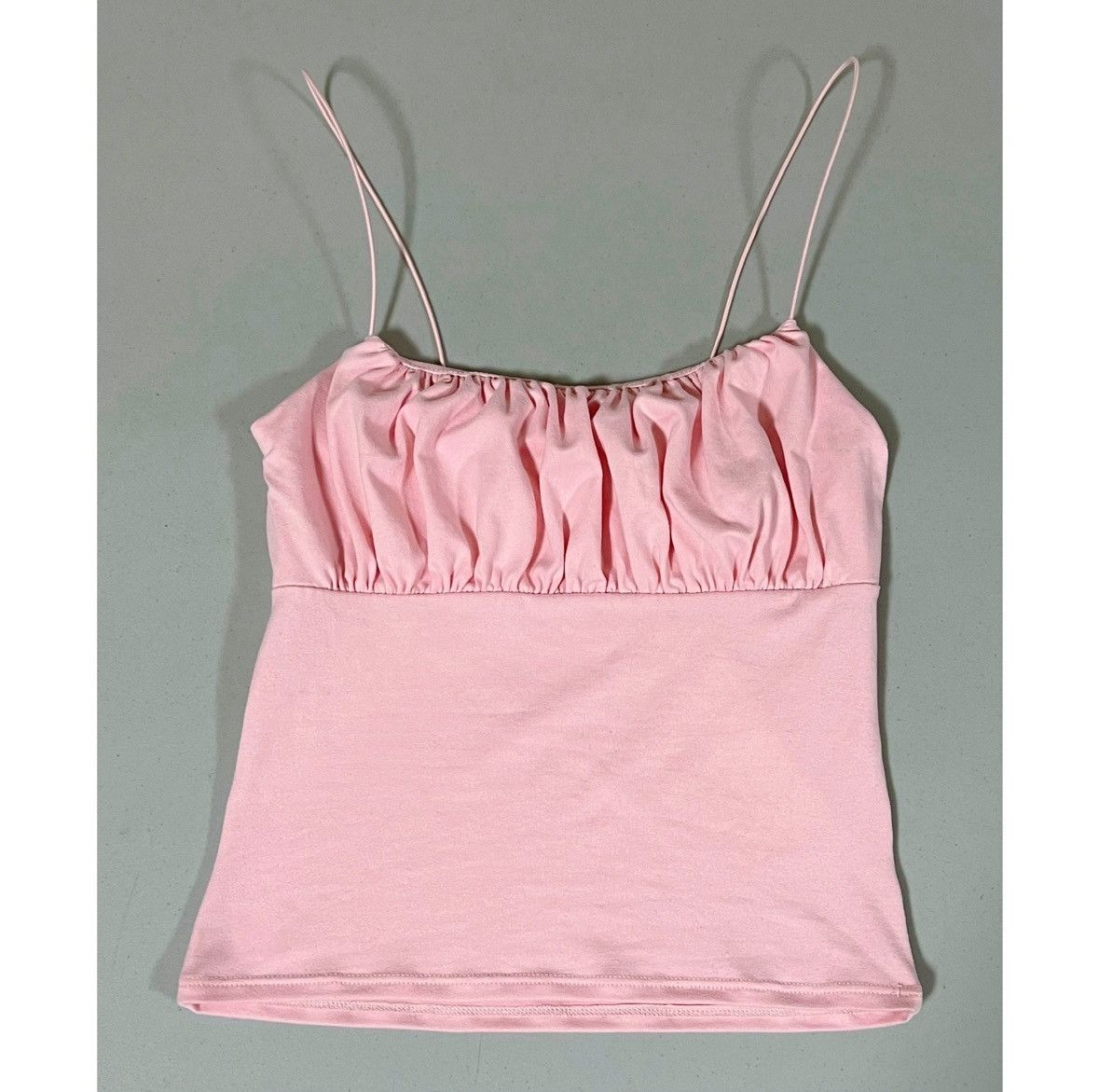 Vintage Pink Pastel Ruched Tank Crop Top Shirt Camisole Blouse XS 👚 Size XS / US 0-2 / IT 36-38 - 1 Thumbnail