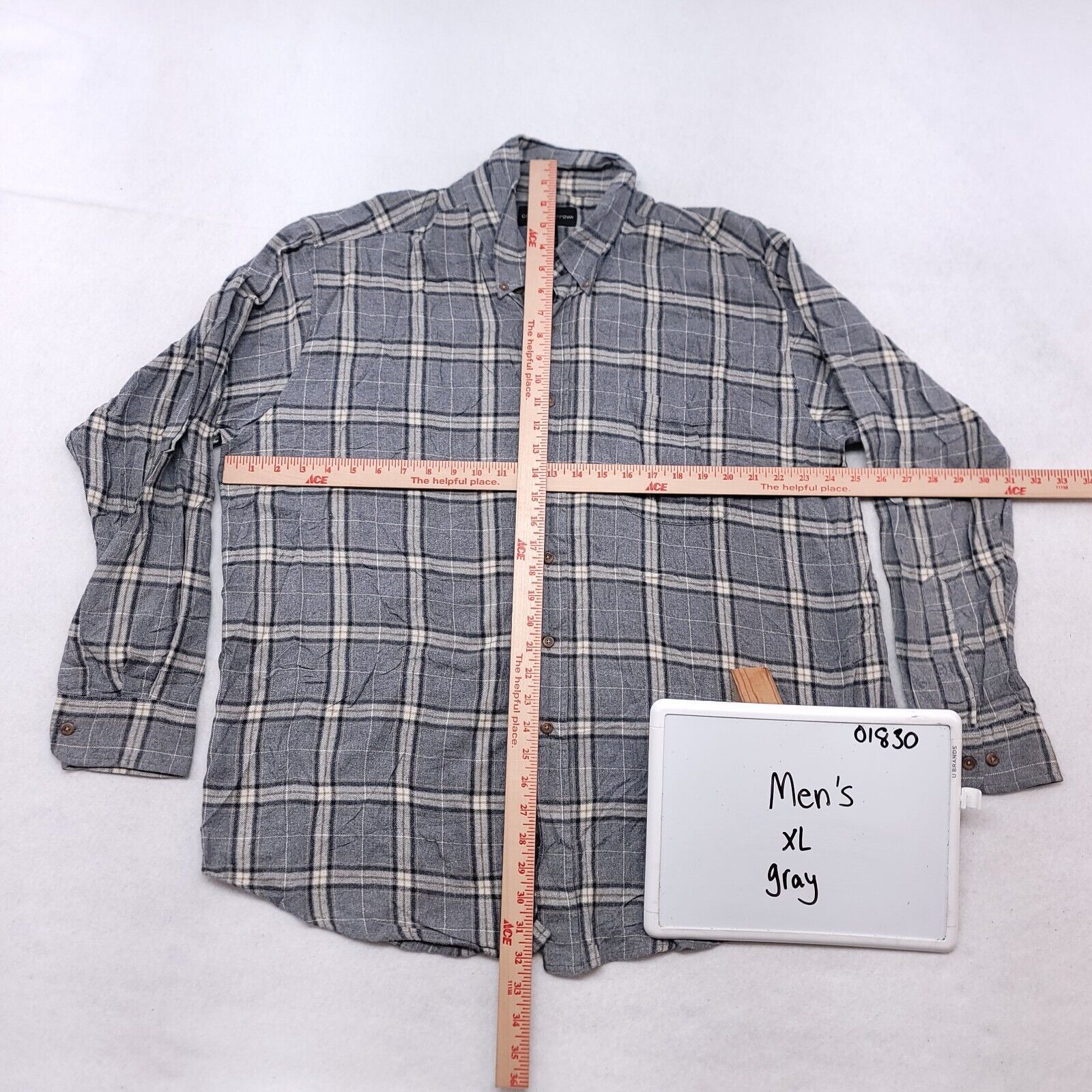 Croft & Barrow Croft & Barrow Windowpane Flannel Shirt Mens Size XL Gray Size US XL / EU 56 / 4 - 6 Thumbnail