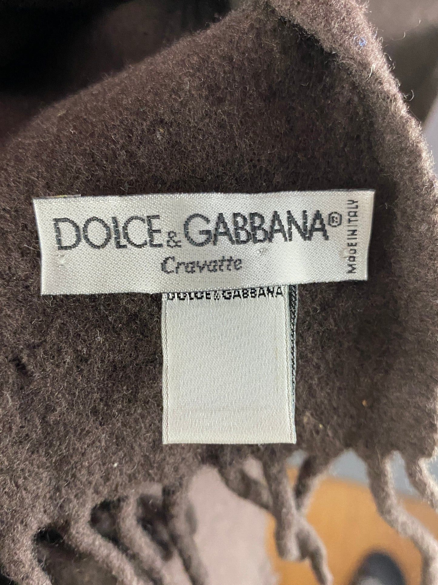 Dolce & Gabbana × Vintage Dolce & Gabbana Cravate Vintage Scarf - Brown Wool Size ONE SIZE - 6 Thumbnail