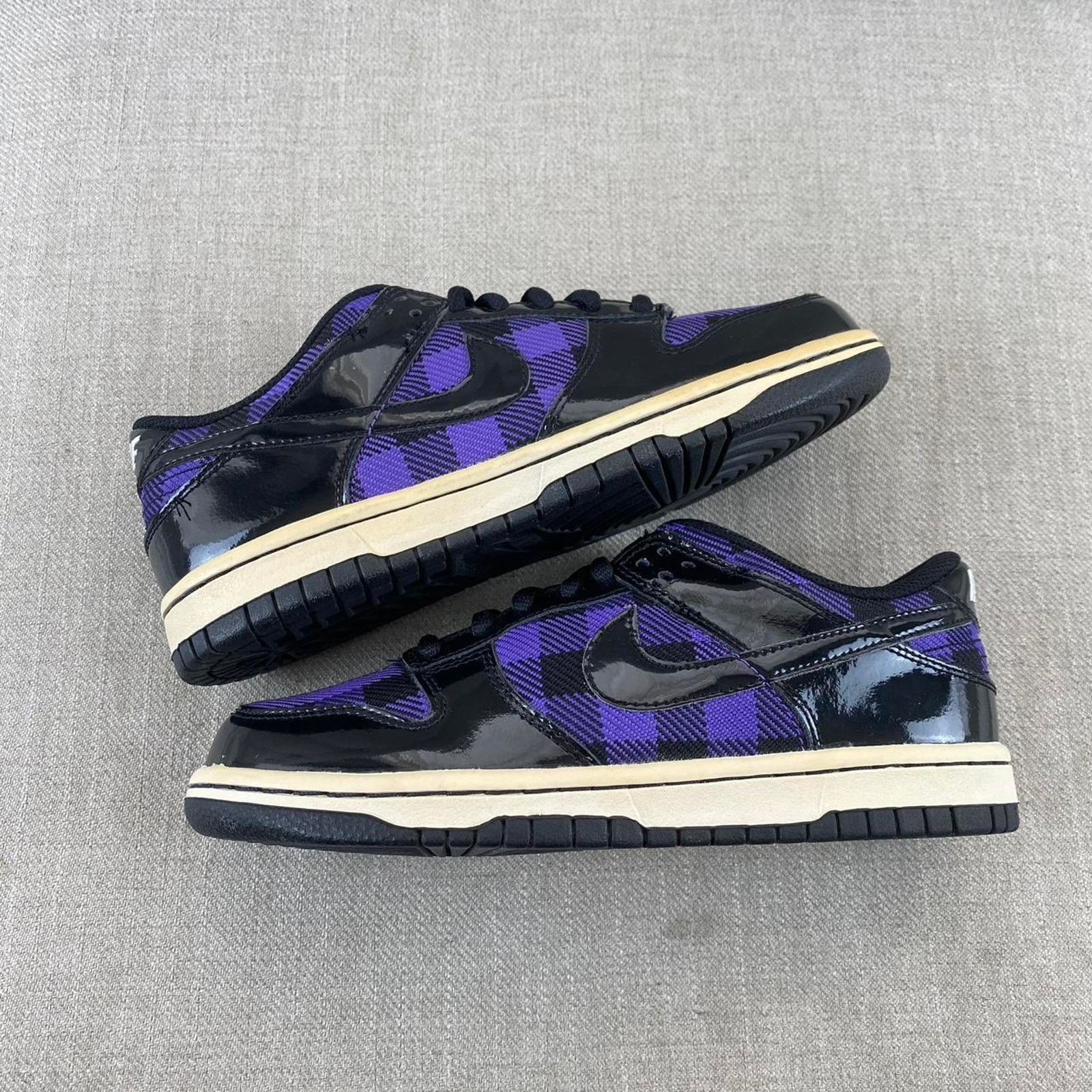Nike 2010 Nike Dunk Low “Purple Patent Plaid” Size US 5.5 / IT 35.5 - 3 Thumbnail